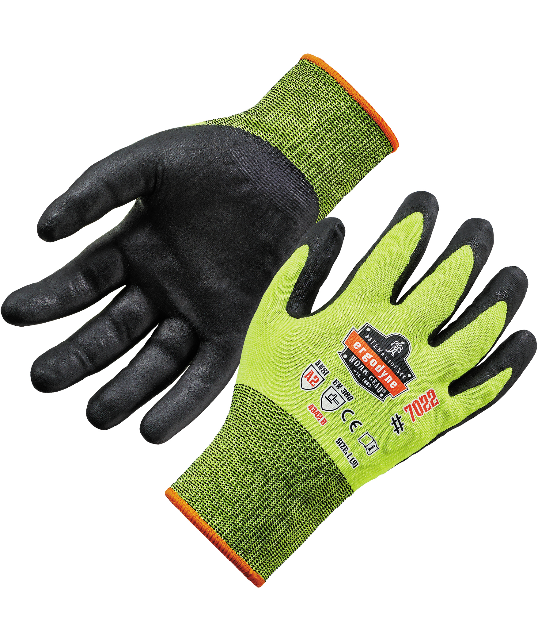 Ergodyne 7022 sk&auml;rskyddshandskar Cut B, Varsel Gul/Svart