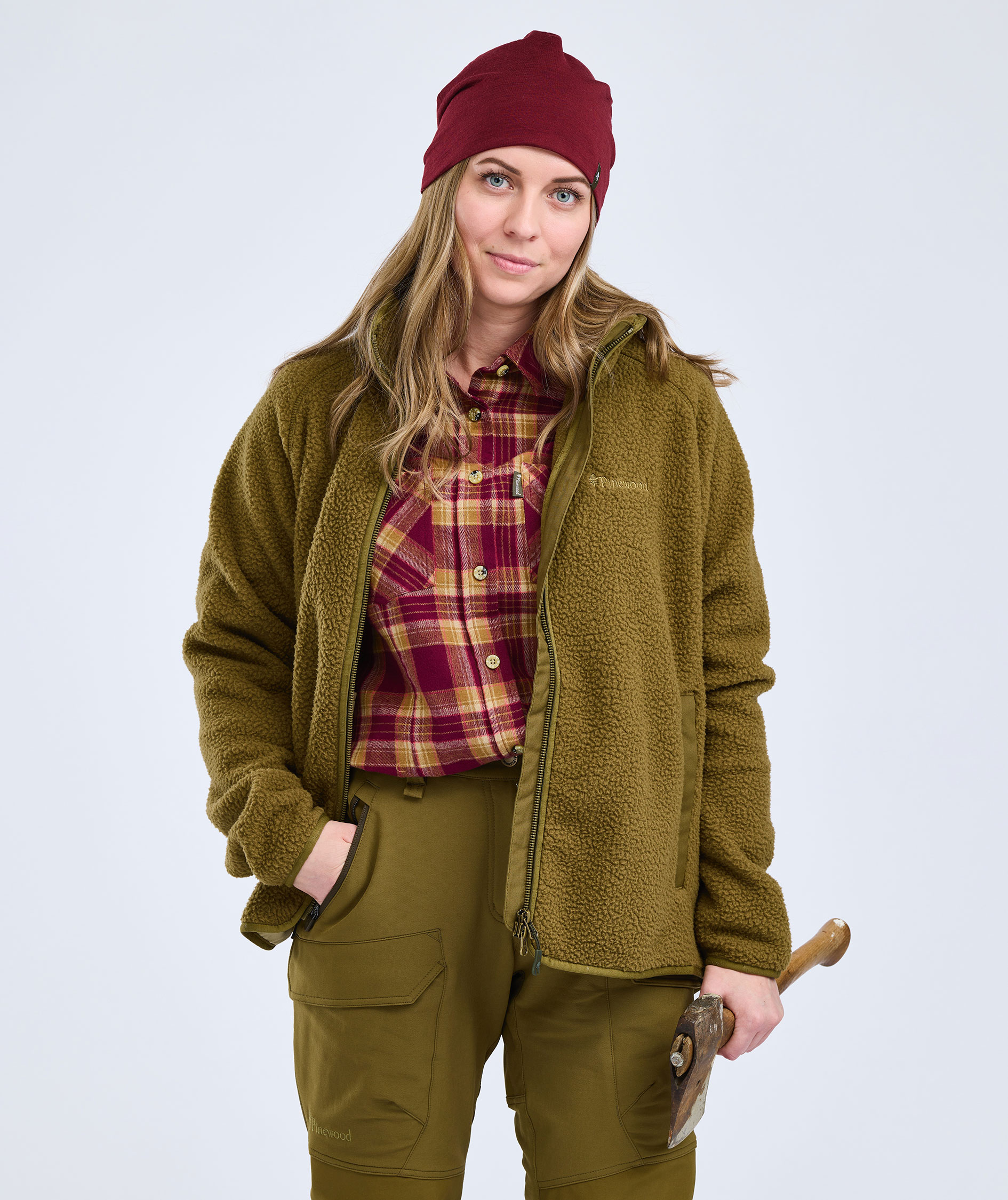 Pinewood Forest Pile dame fiberpelsjakke, Olive green, large image number 1