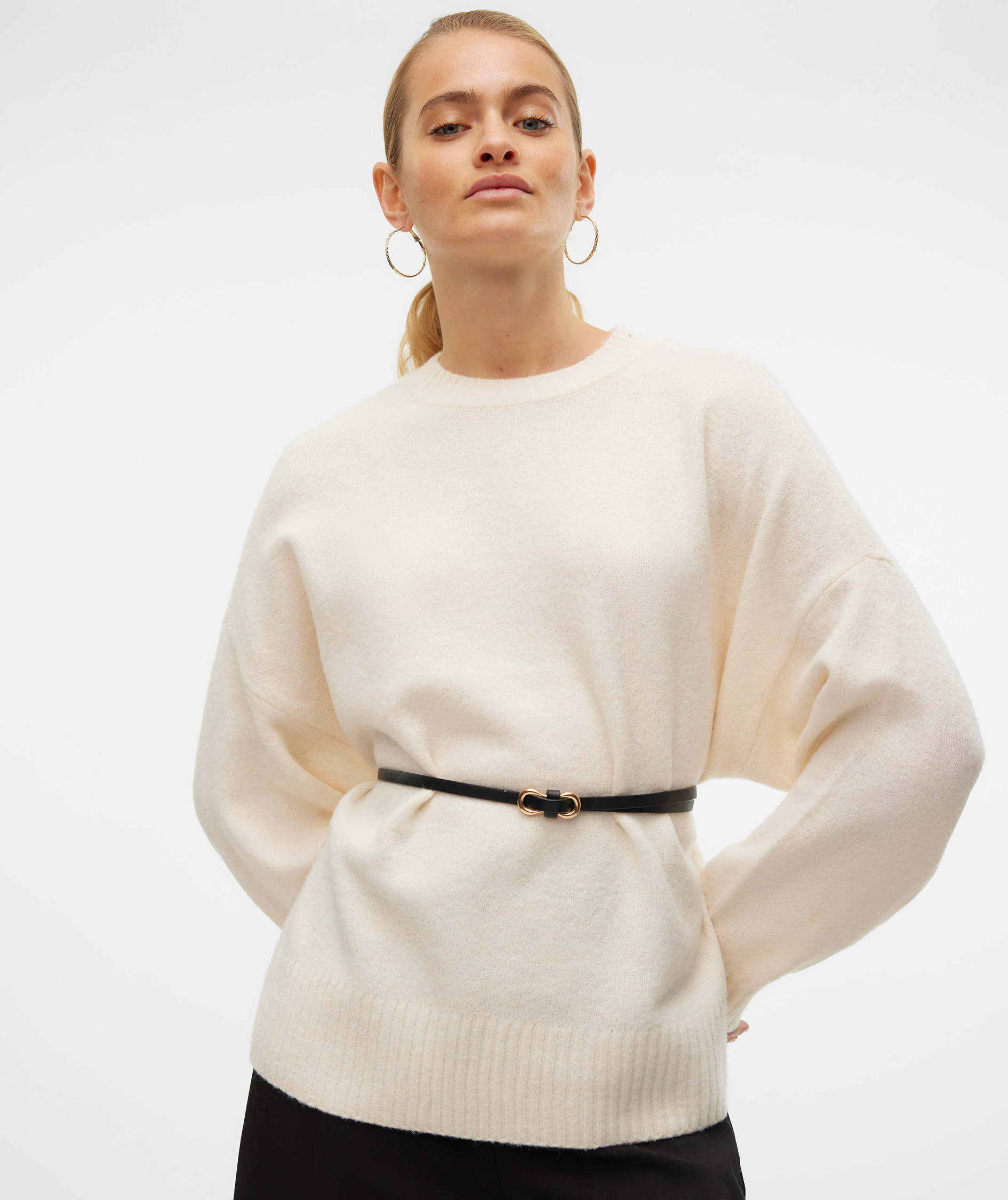 Vero Moda VMBOOM stickad tr&ouml;ja dam, Birch Melange, large image number 4