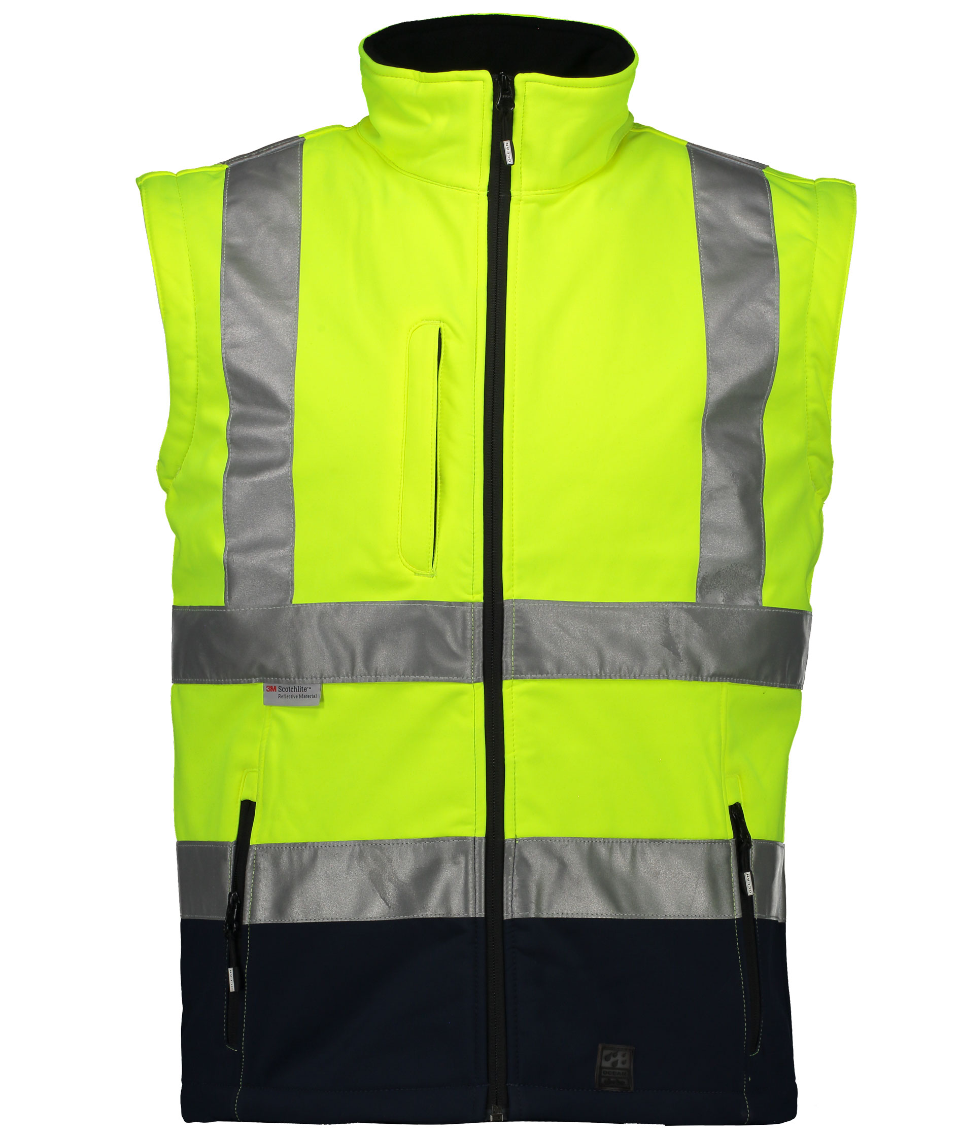 Ocean 2-in-1 softshell jacket, Hi-Vis yellow/marine, large image number 3