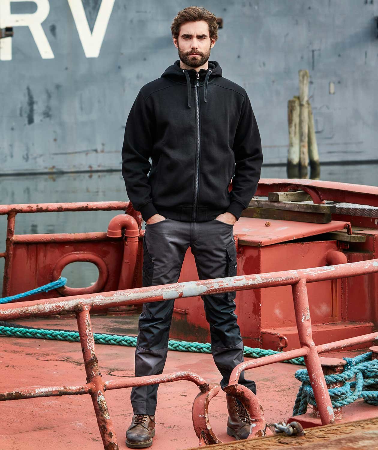 South West Franklin hoodie med blixtl&aring;s, Svart