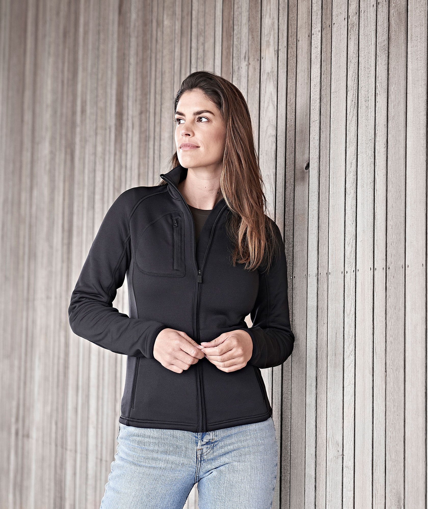 Tee Jays Stretch Fleecejacke, Schwarz