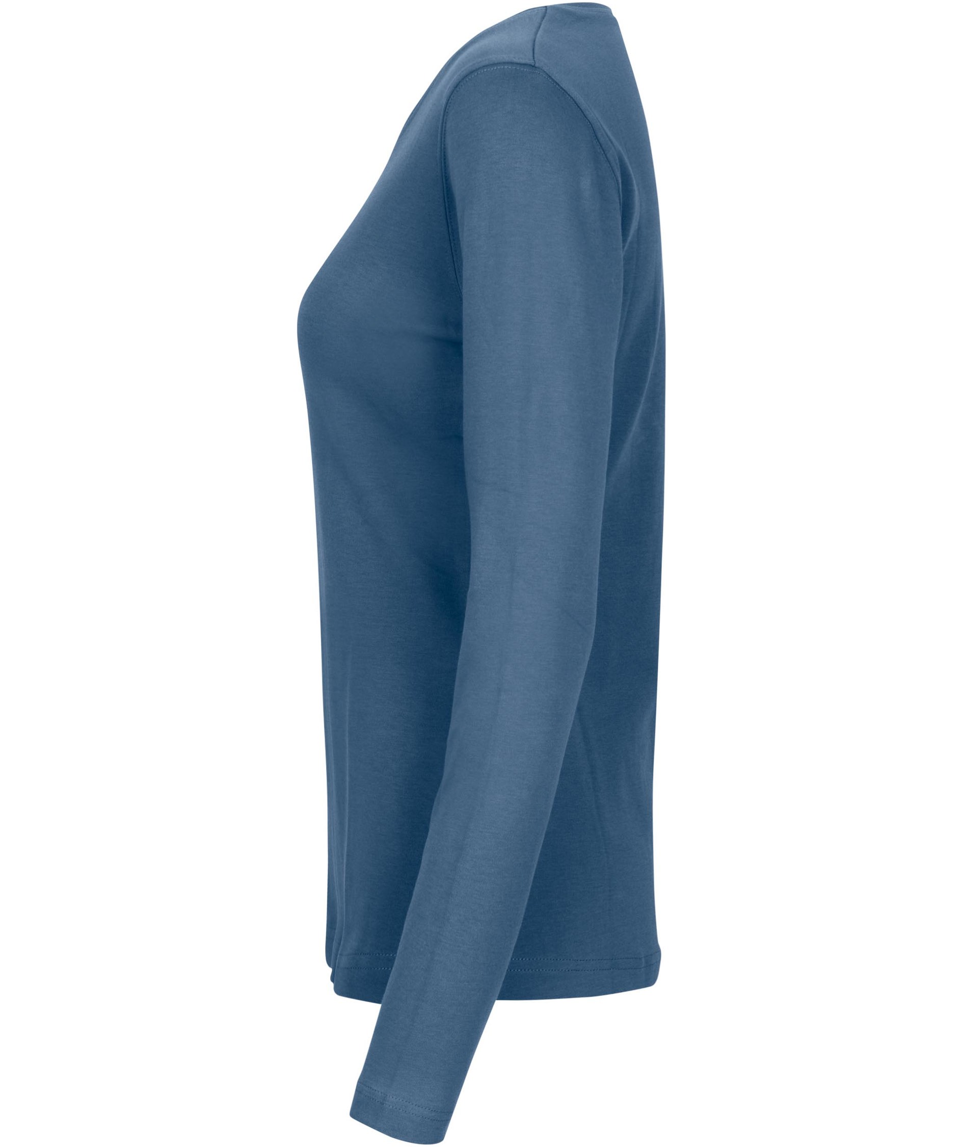 ID Interlock lang&aelig;rmet dame T-shirt, Indigobl&aring;, large image number 3