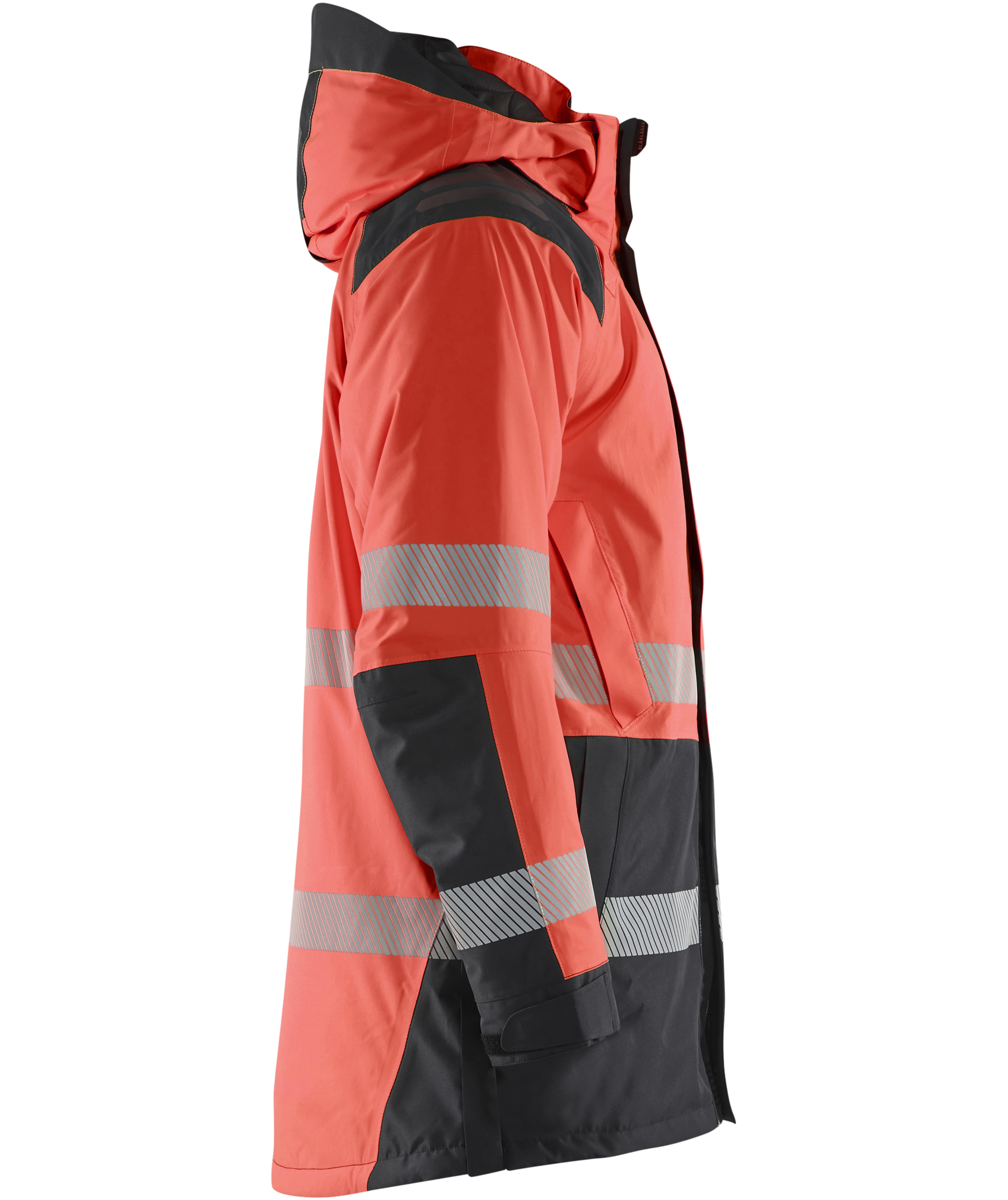 Bl&aring;kl&auml;der vinter parkas, Varsel r&ouml;d/svart, large image number 2