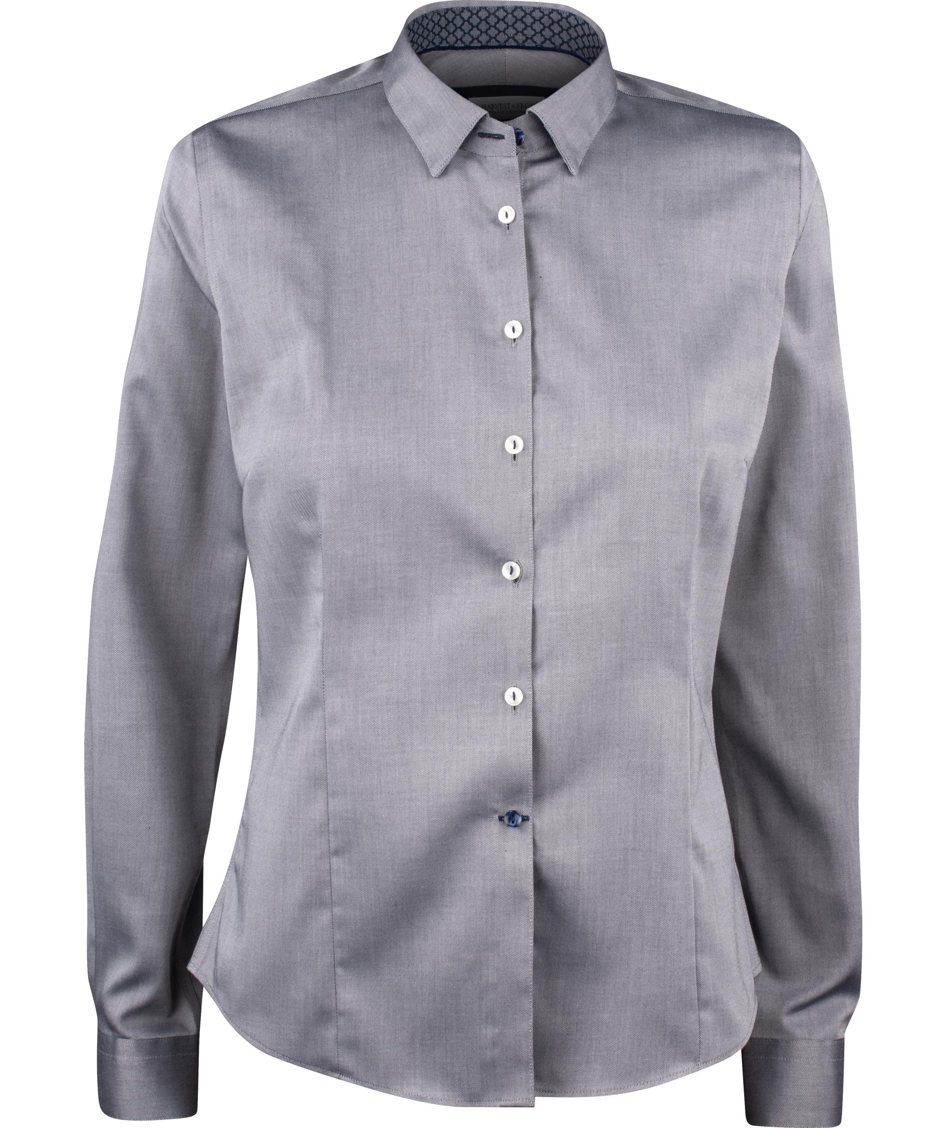 J. Harvest & Frost Twill Red Bow 122 lady fit skjorta, Gr&aring;, Gr&aring;, swatch