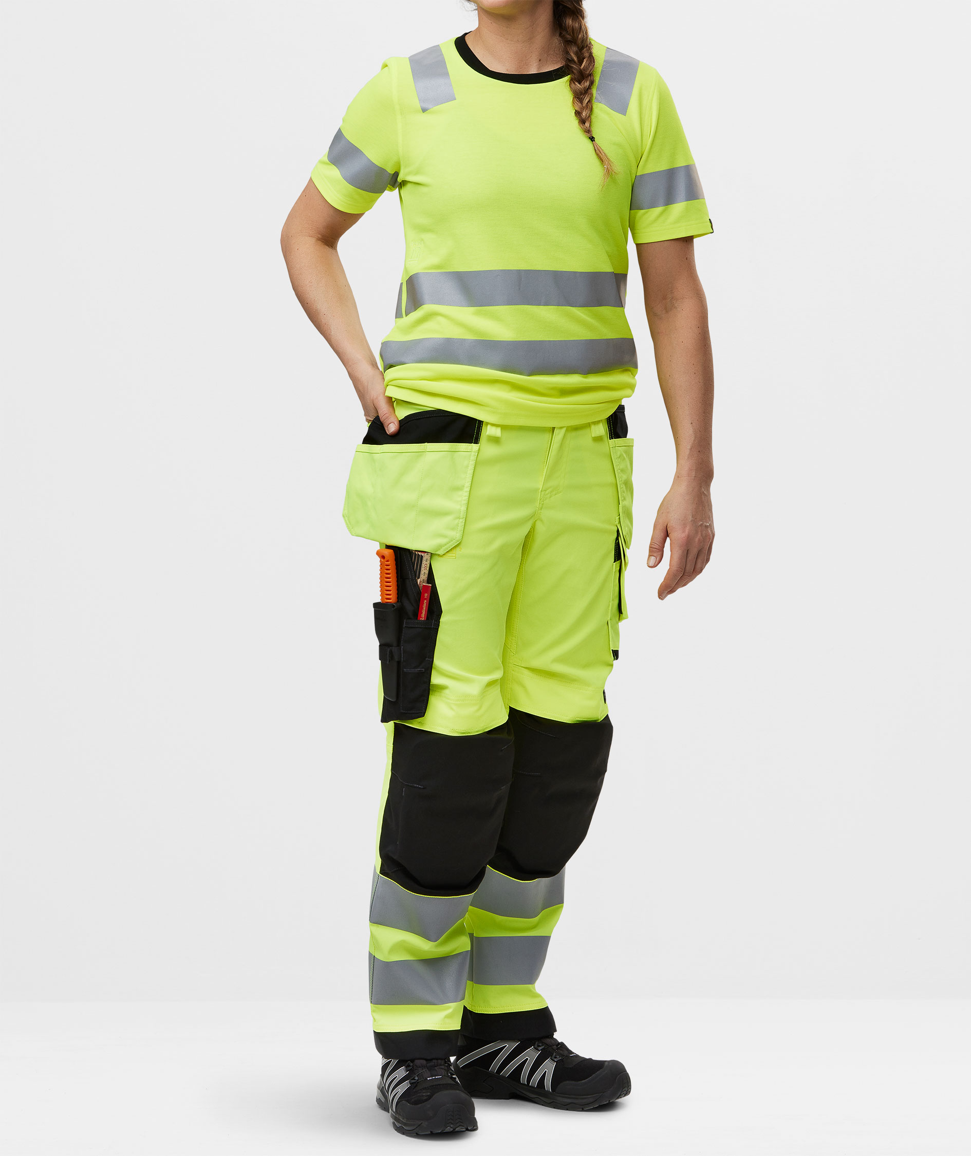 Snickers hantverksbyxa dam 6743, Varsel Gul/Svart