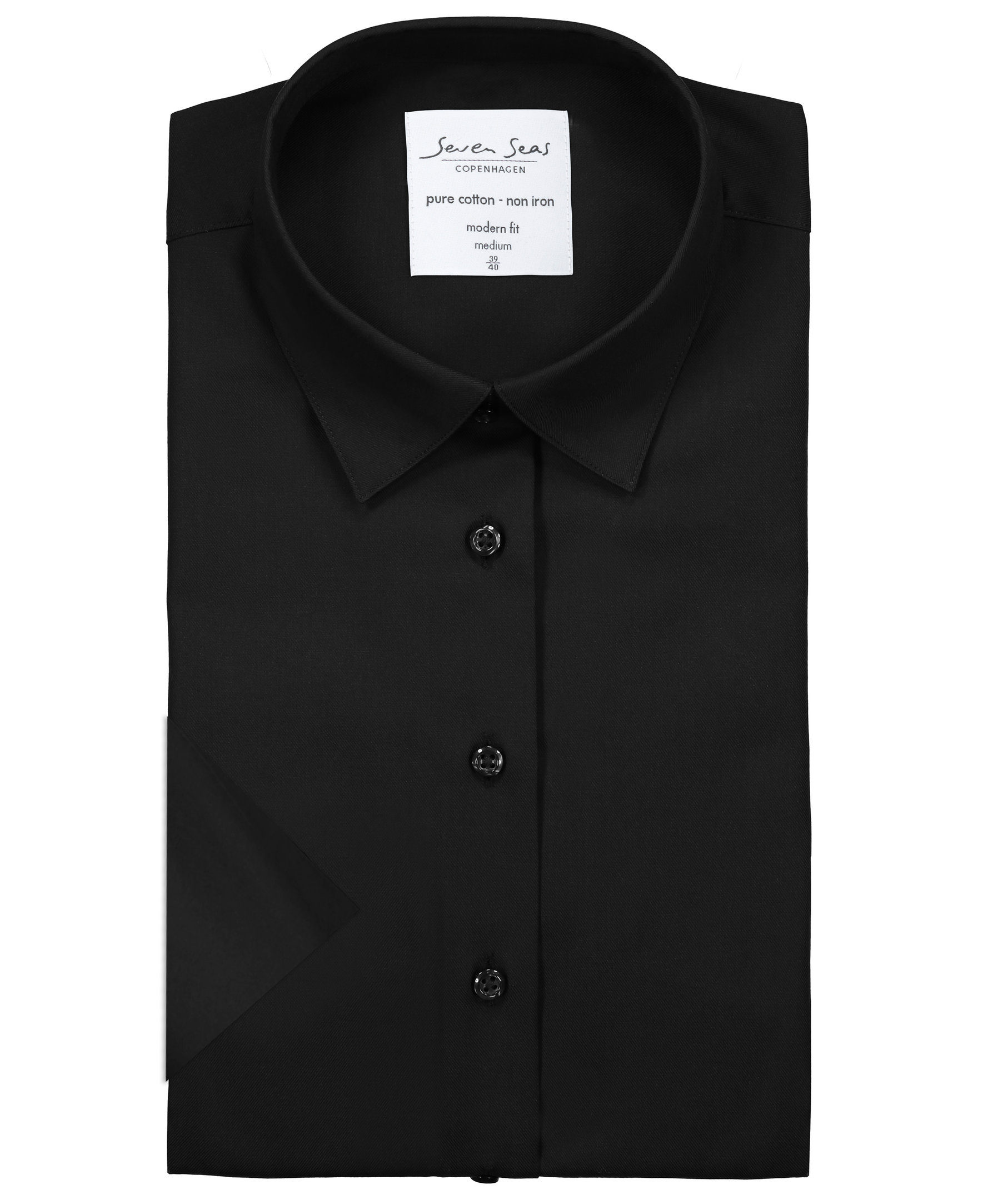 Seven Seas Fine Twill Kurz&auml;rmeliges Modern fit Damen Hemd, Schwarz, large image number 4