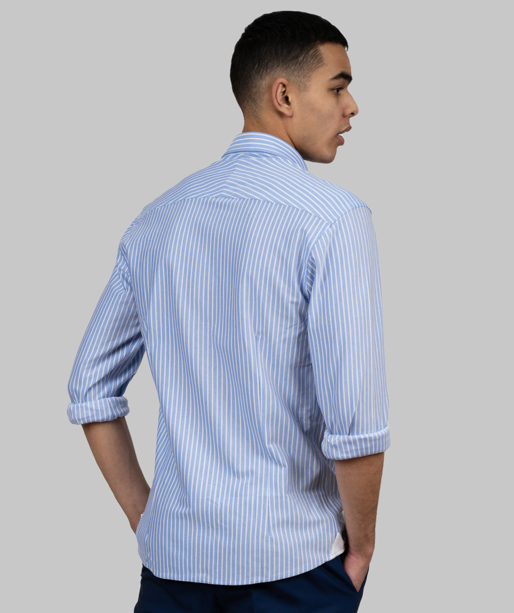 J. Harvest & Frost Indigo Bow 34 slim fit skjorte, Bl&aring;, large image number 3