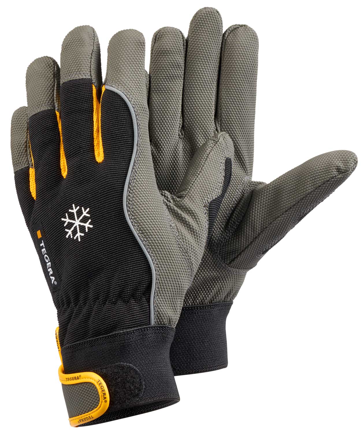 Tegera 9122 vinter arbejdshandsker, Sort/Gr&aring;/Gul