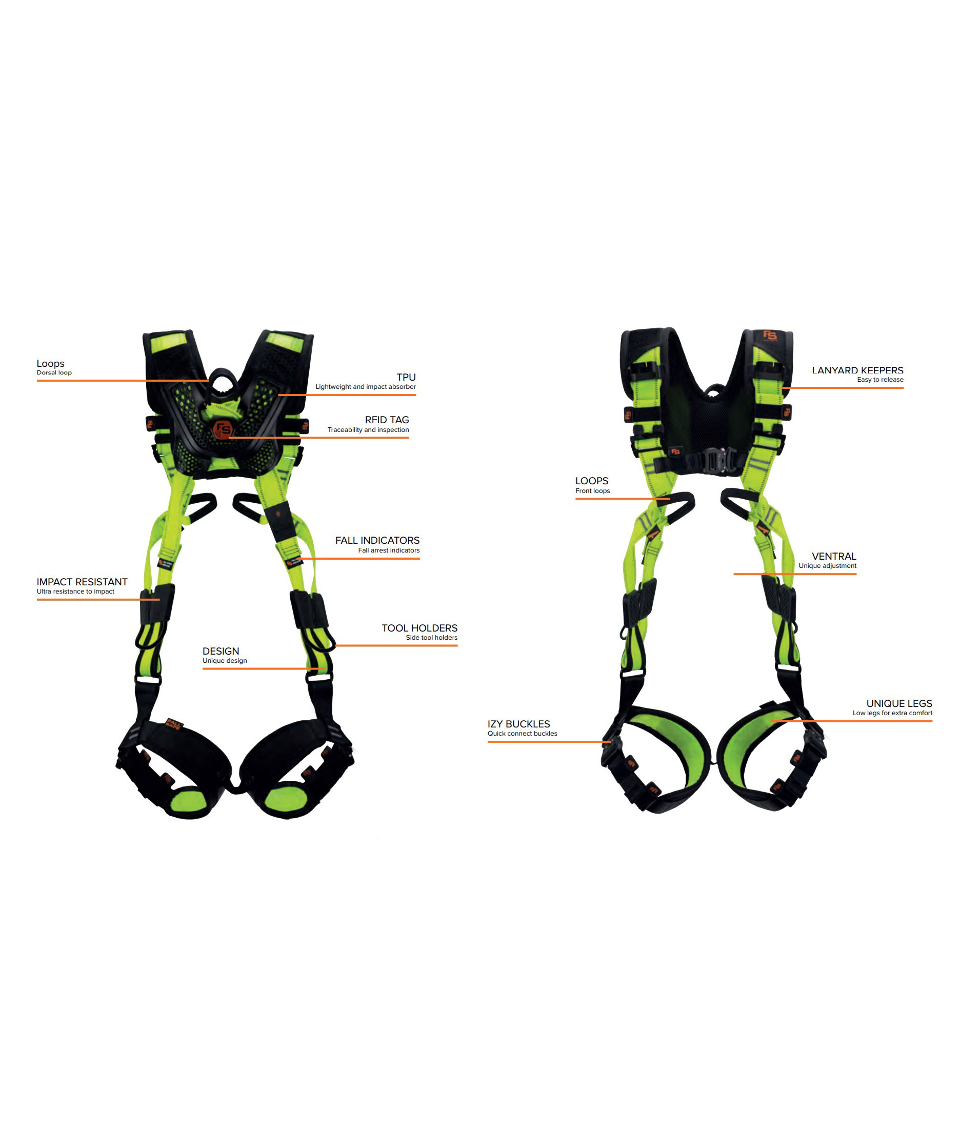 Fall Safe FS242 Lite sele, Hi-viz gul, large image number 2