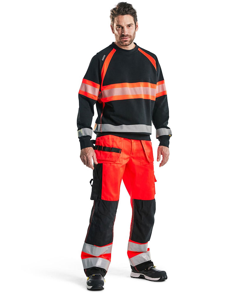 Bl&aring;kl&auml;der hantverksbyxa, Varsel R&ouml;d/Svart