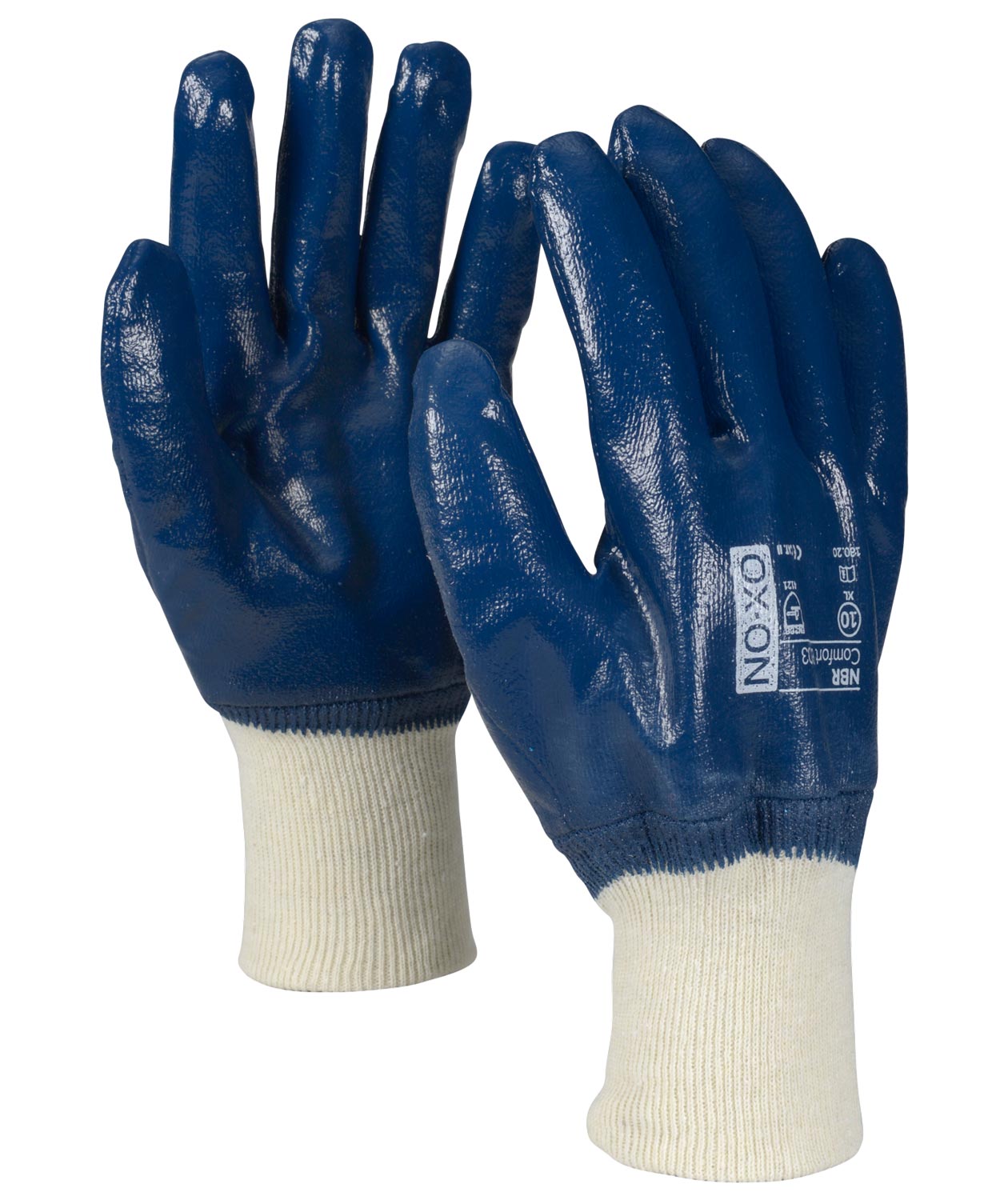 OX-ON NBR Comfort 8303 arbetshandskar, Bl&aring;/Natur