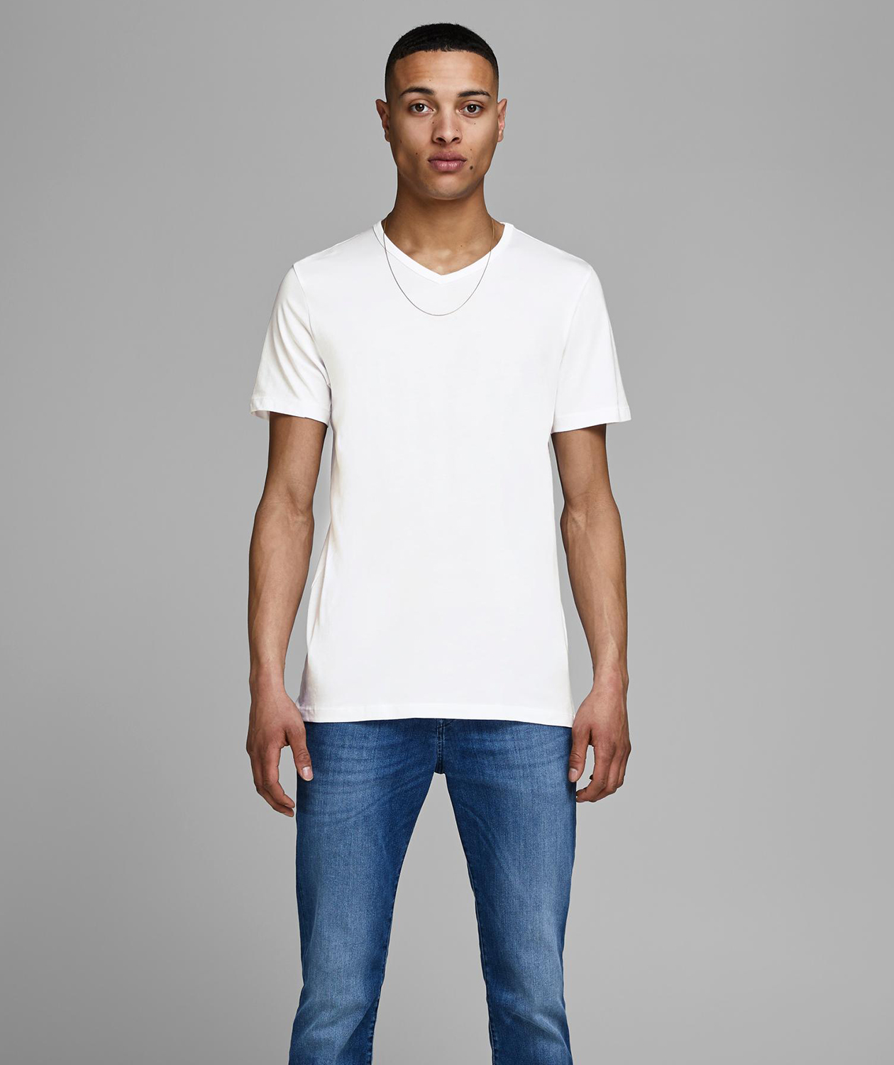 Jack & Jones JABASIC 2-pack kort&auml;rmad undertr&ouml;ja, Vit