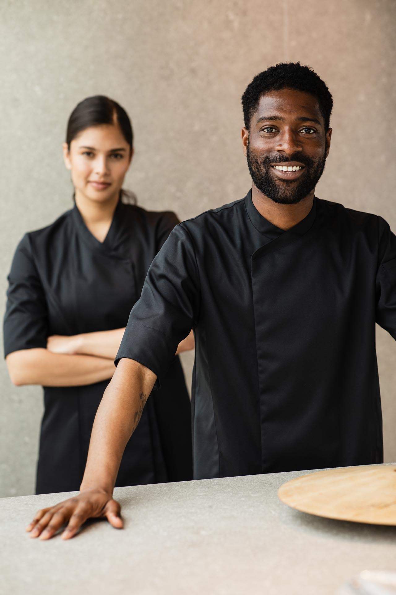 Segers kokkejakke stretch, Svart