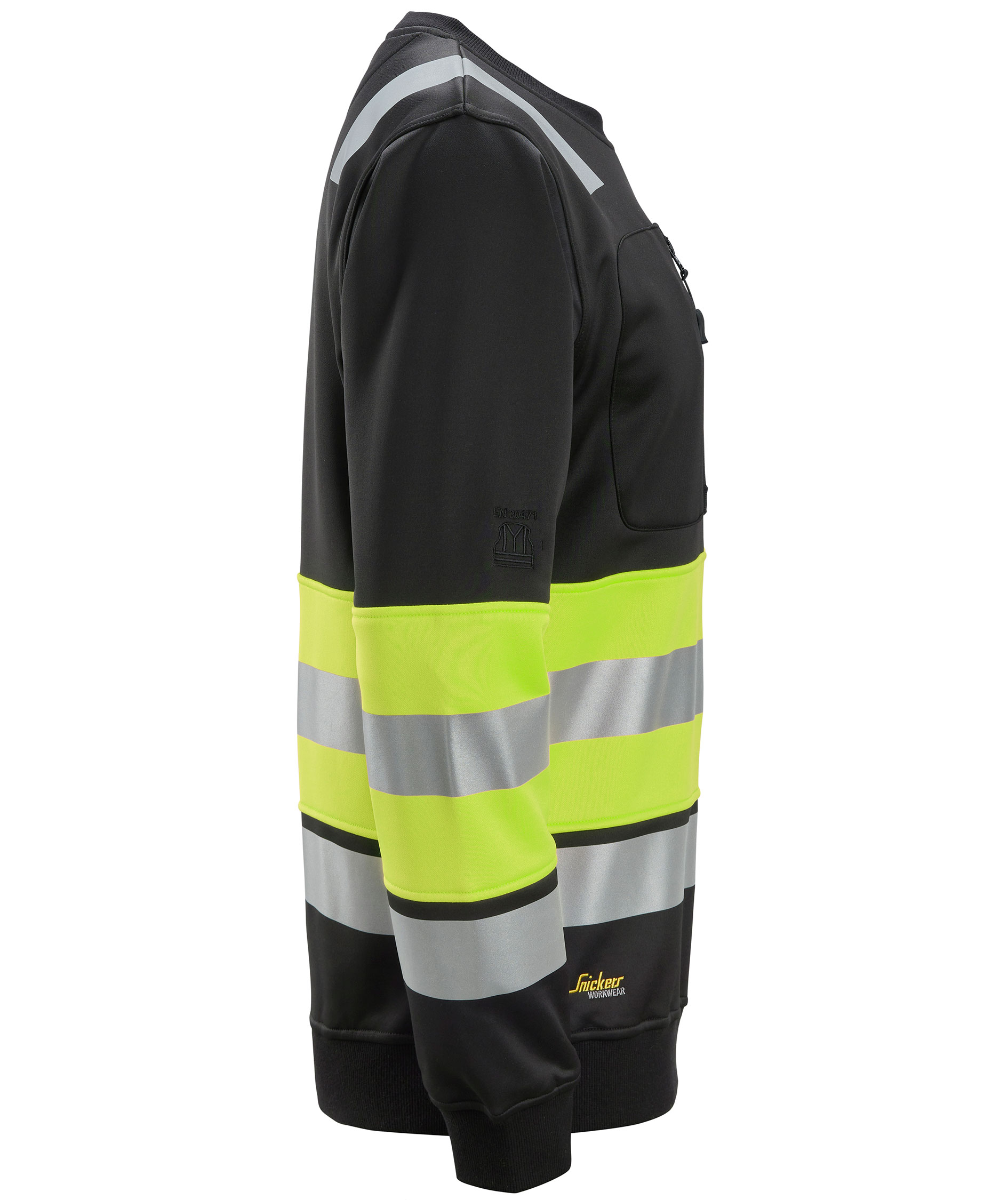 Snickers collegegenser 8031, Svart/Hi-Vis Gul, large image number 2
