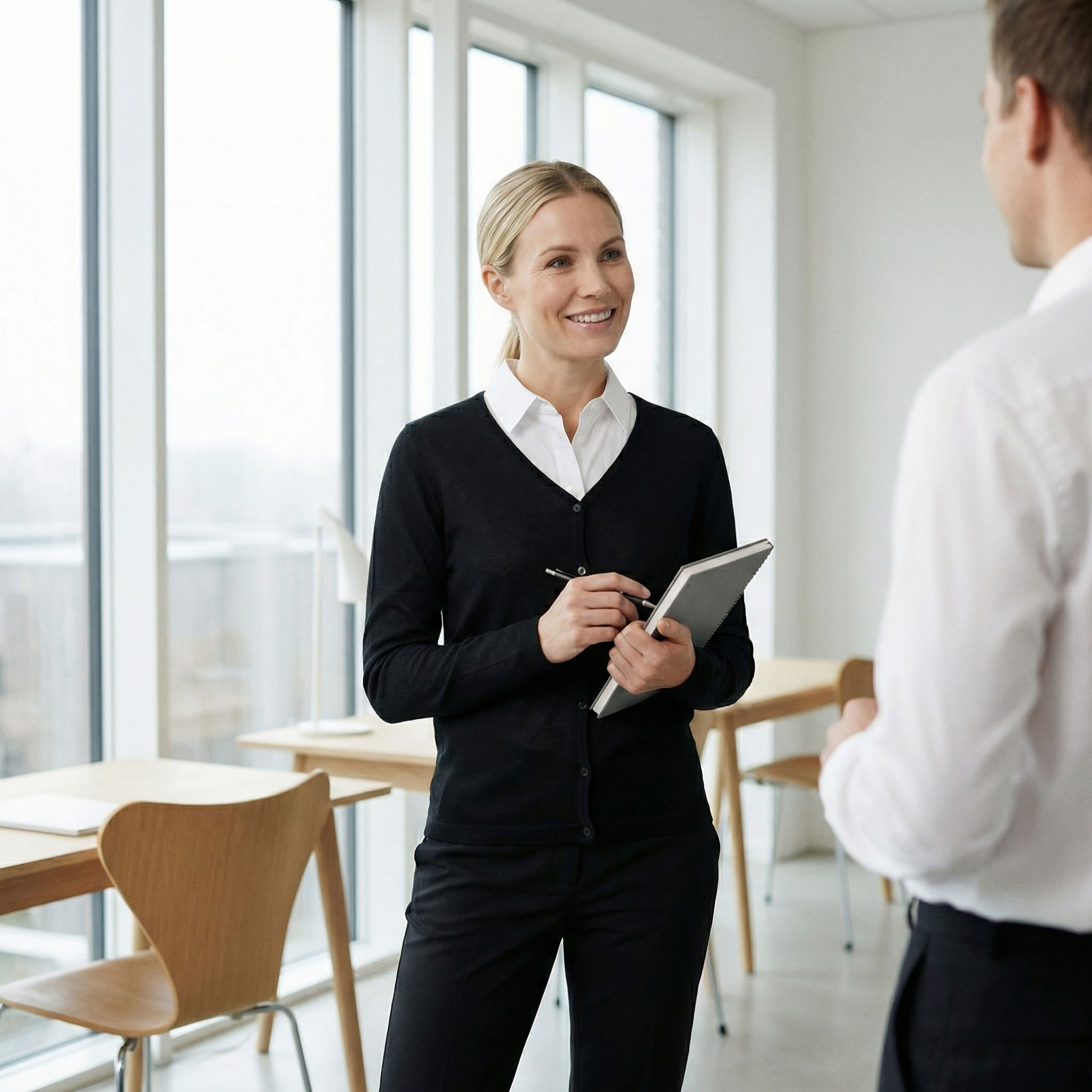 ID stickad cardigan med merinoull dam, Svart