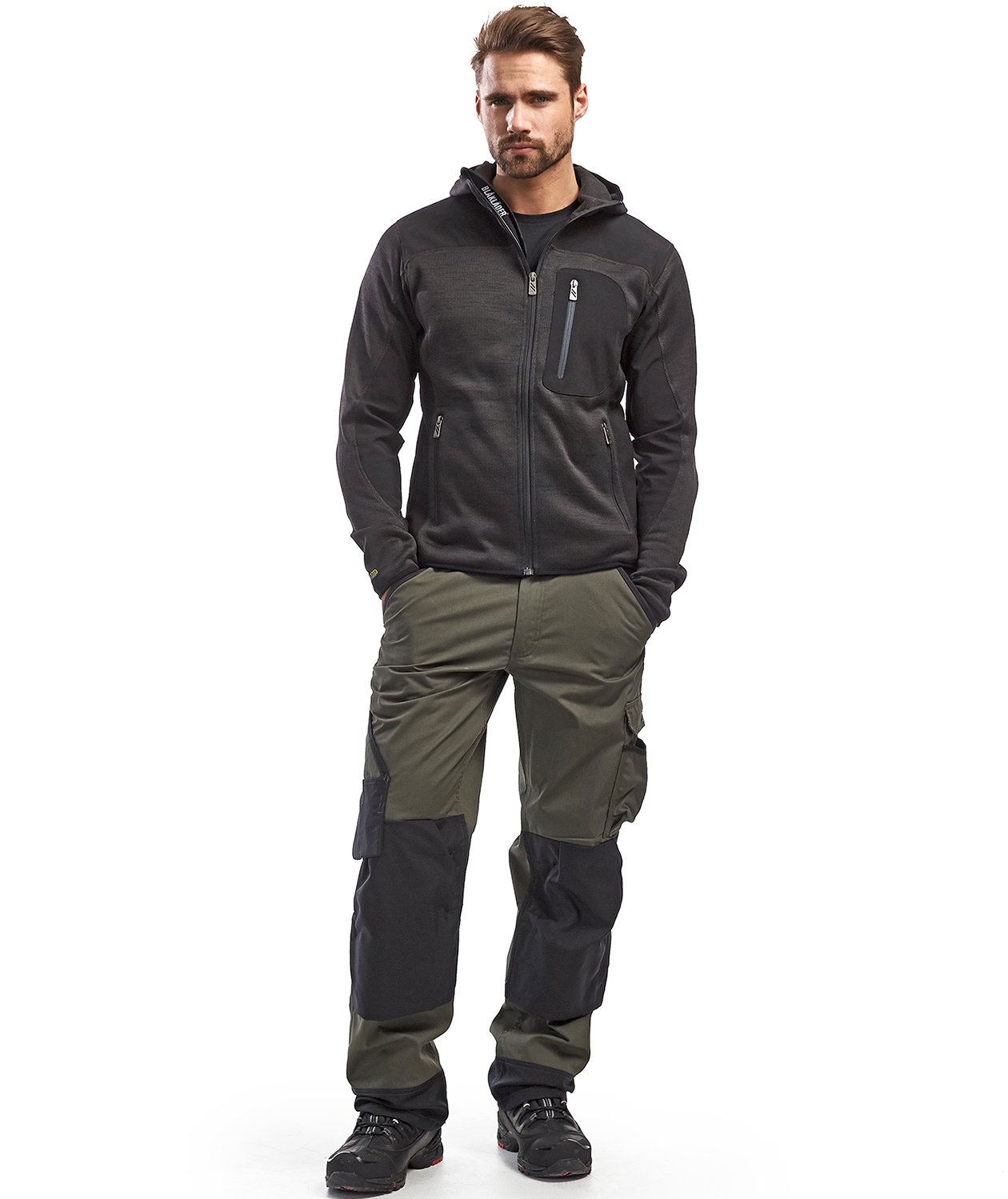 Bl&aring;kl&auml;der stickad softshelljacka X4930, M&ouml;rkgr&aring;/Svart