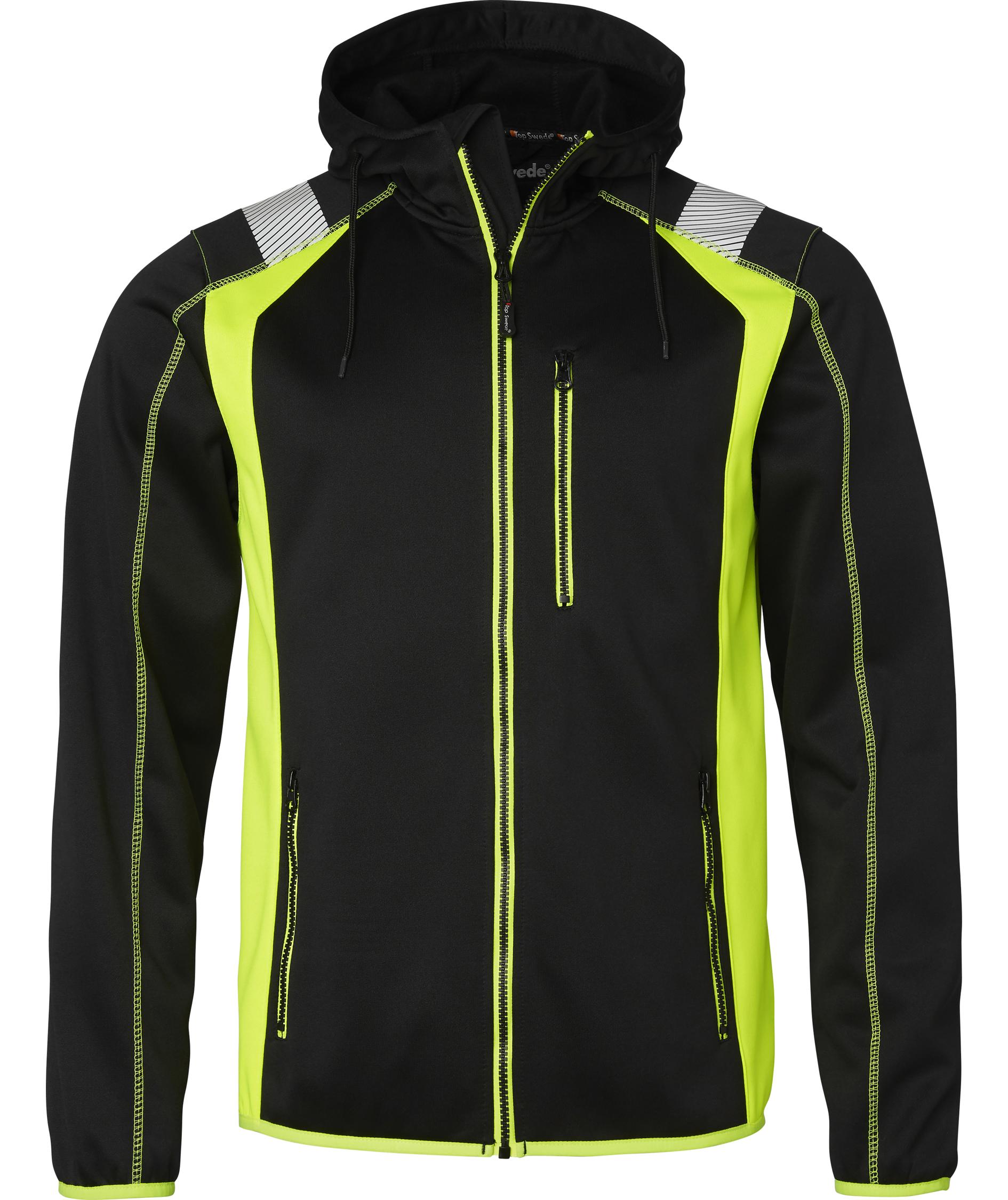 Top Swede h&aelig;ttetr&oslash;je med lynl&aring;s 276, Sort/Hi-Vis Gul