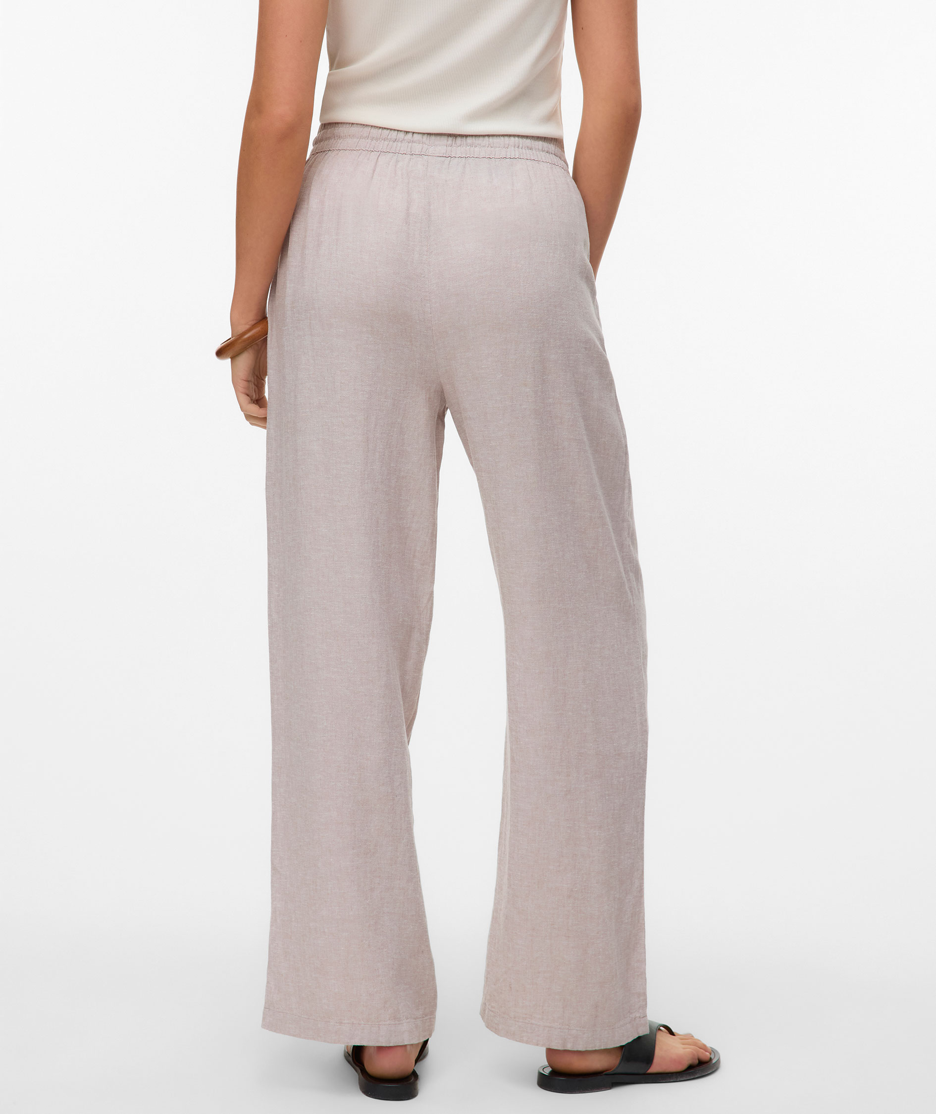 Vero Moda VMLINN women's linen trousers, Moon Rock Melange, large image number 2
