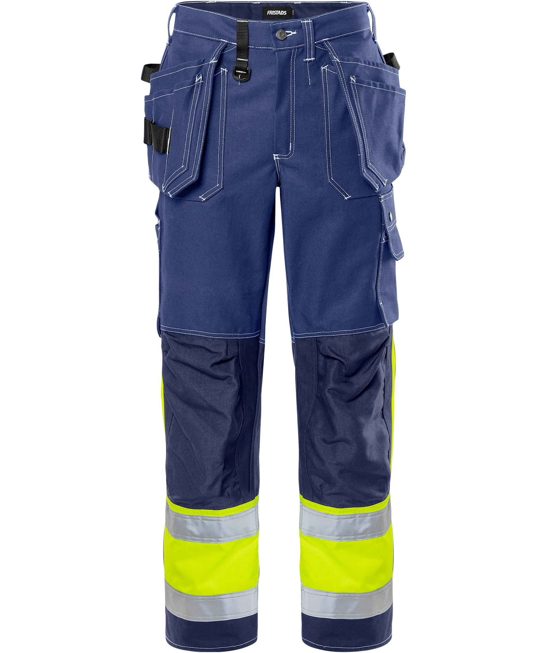 Fristads h&aring;ndverkerbukse FAS, Marine/Hi-Vis gul