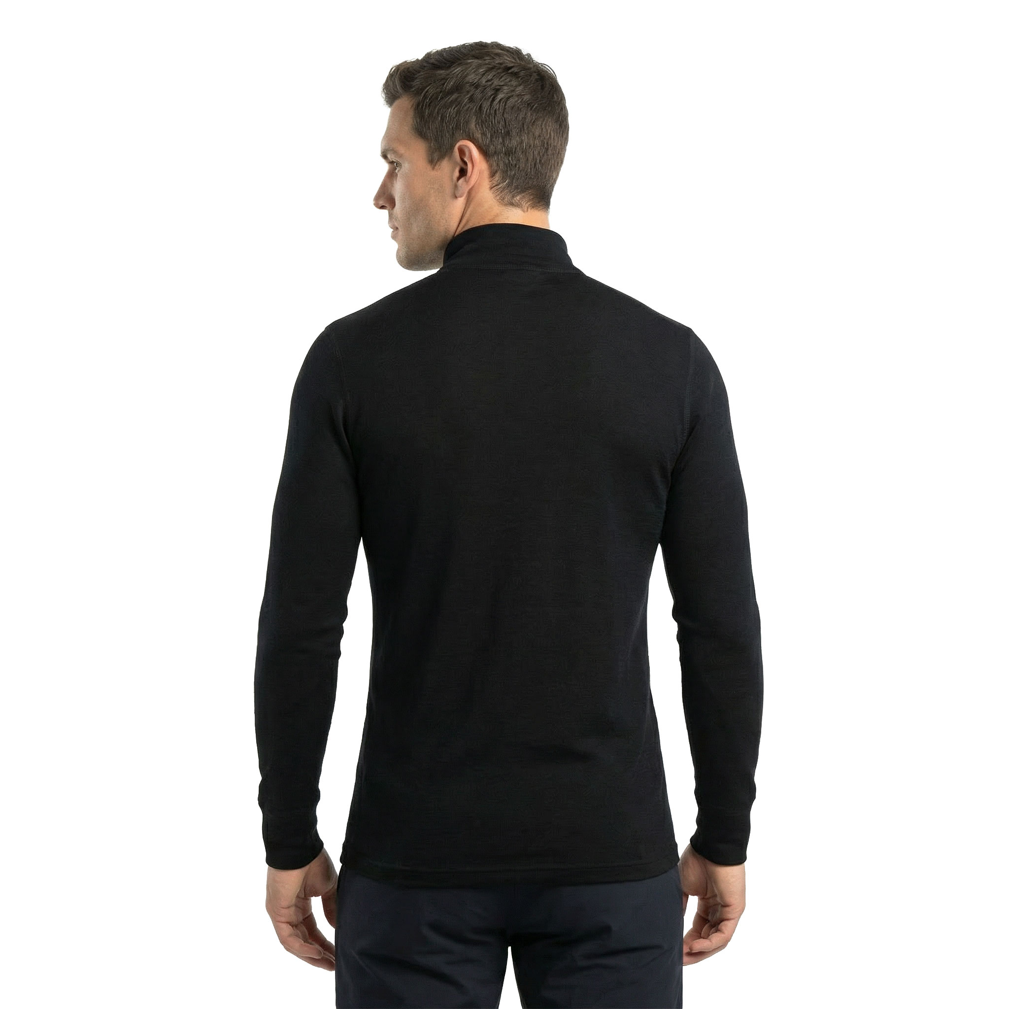 Westborn half zip l&aring;ng&auml;rmad T-shirt med merinoull, Black, large image number 2
