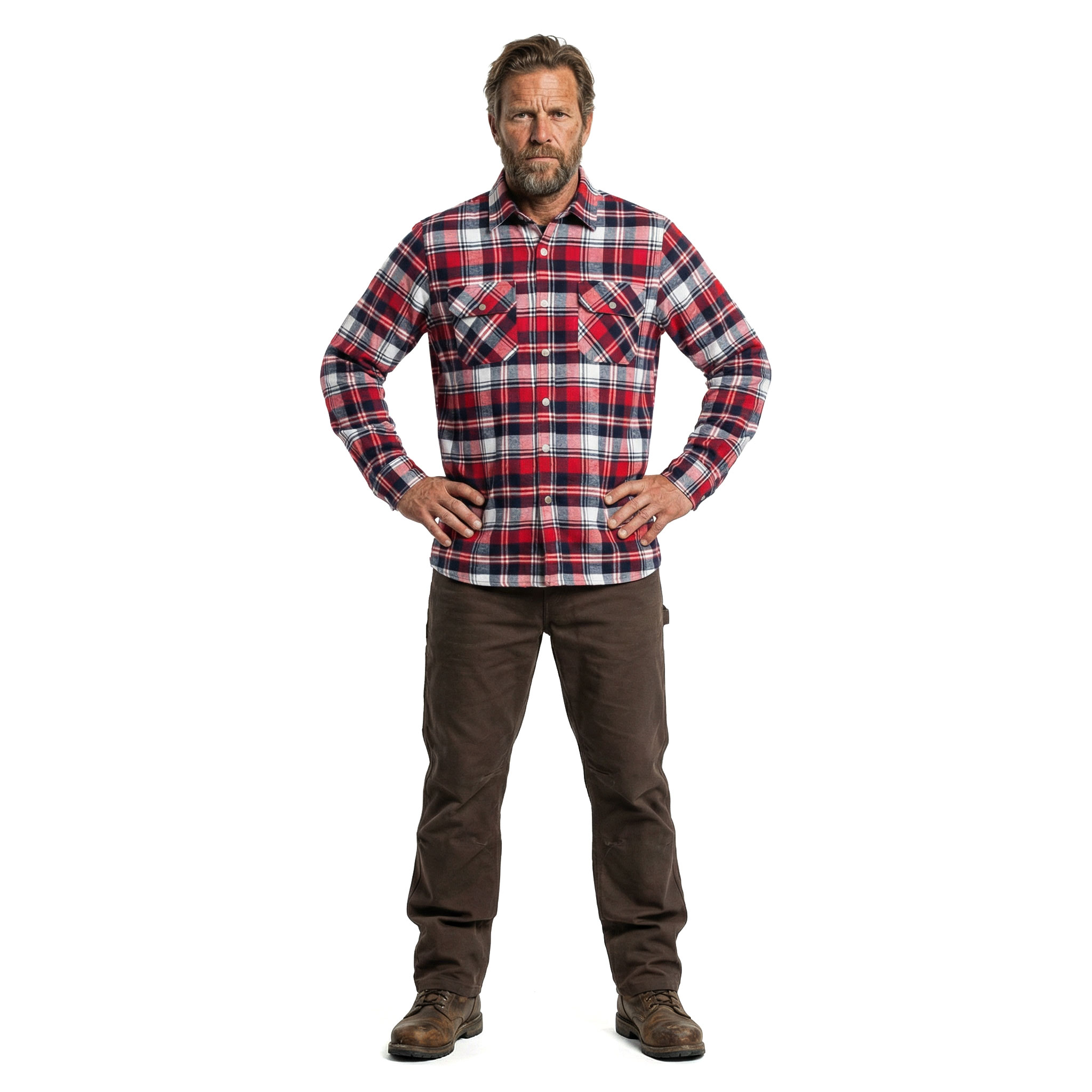 ID Green Leaf flannelskjorte, R&oslash;d, large image number 2