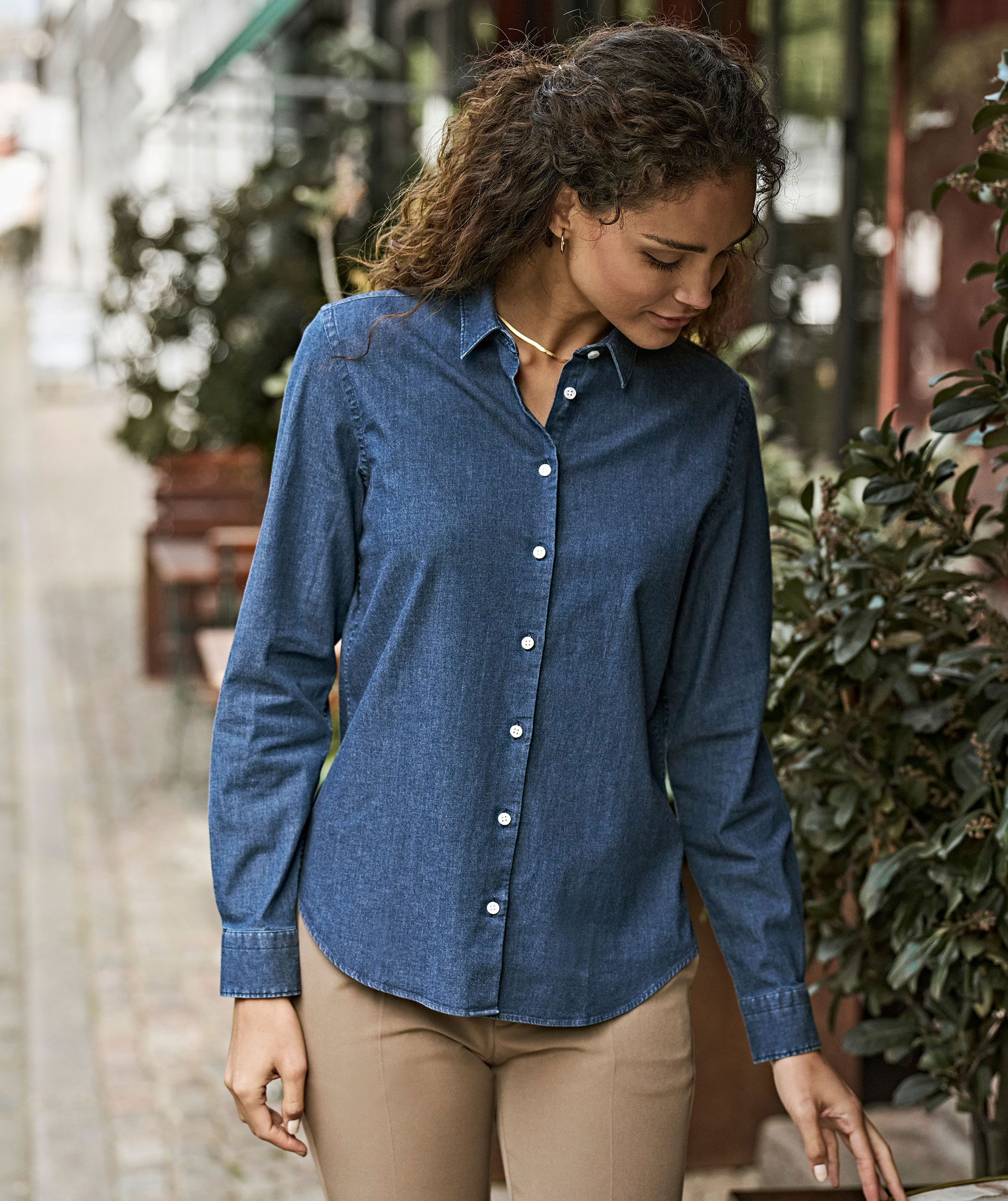 Tee Jays denim women's shirt, Blue Denim