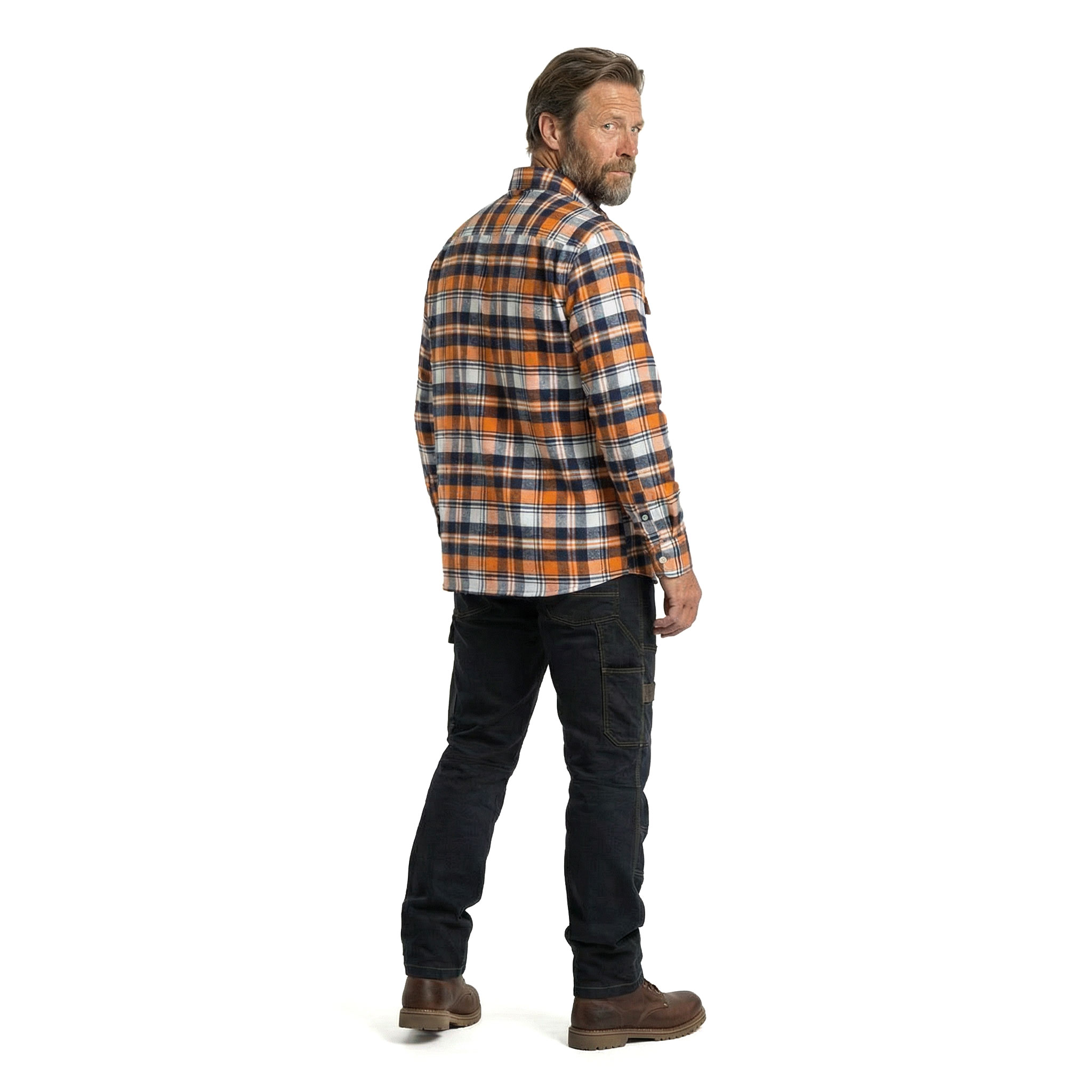 ID Green Leaf flannel shirt, Orange, large image number 3