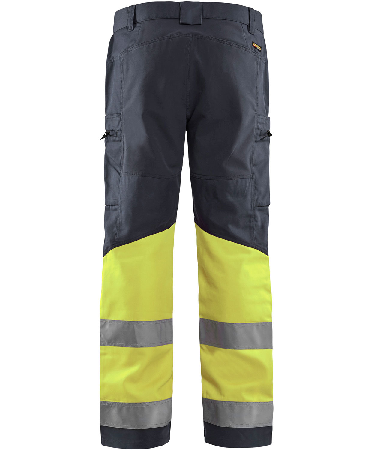 Bl&aring;kl&auml;der arbetsbyxa, Gr&aring;/Varsel Gul