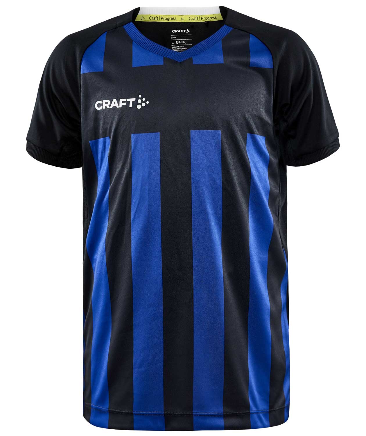 Craft Progress 2.0 Stripe Jersey T-skjorte for barn, Sort/Club Cobolt, Sort/Club Cobolt, swatch