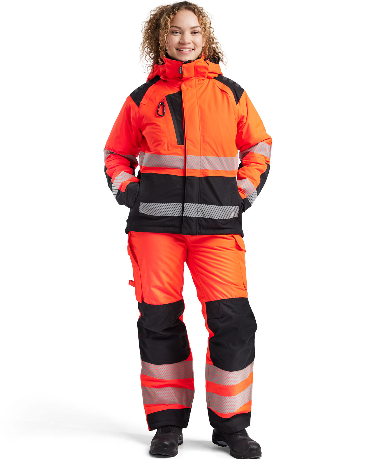 Bl&aring;kl&auml;der vinterjacka dam, Varsel r&ouml;d/svart