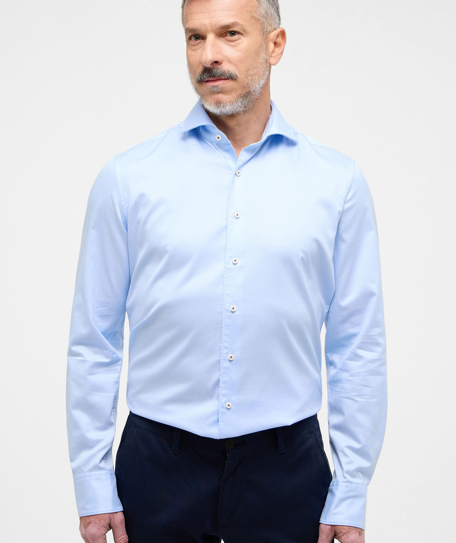 Eterna Soft Tailoring slim fit skjorte, Light blue