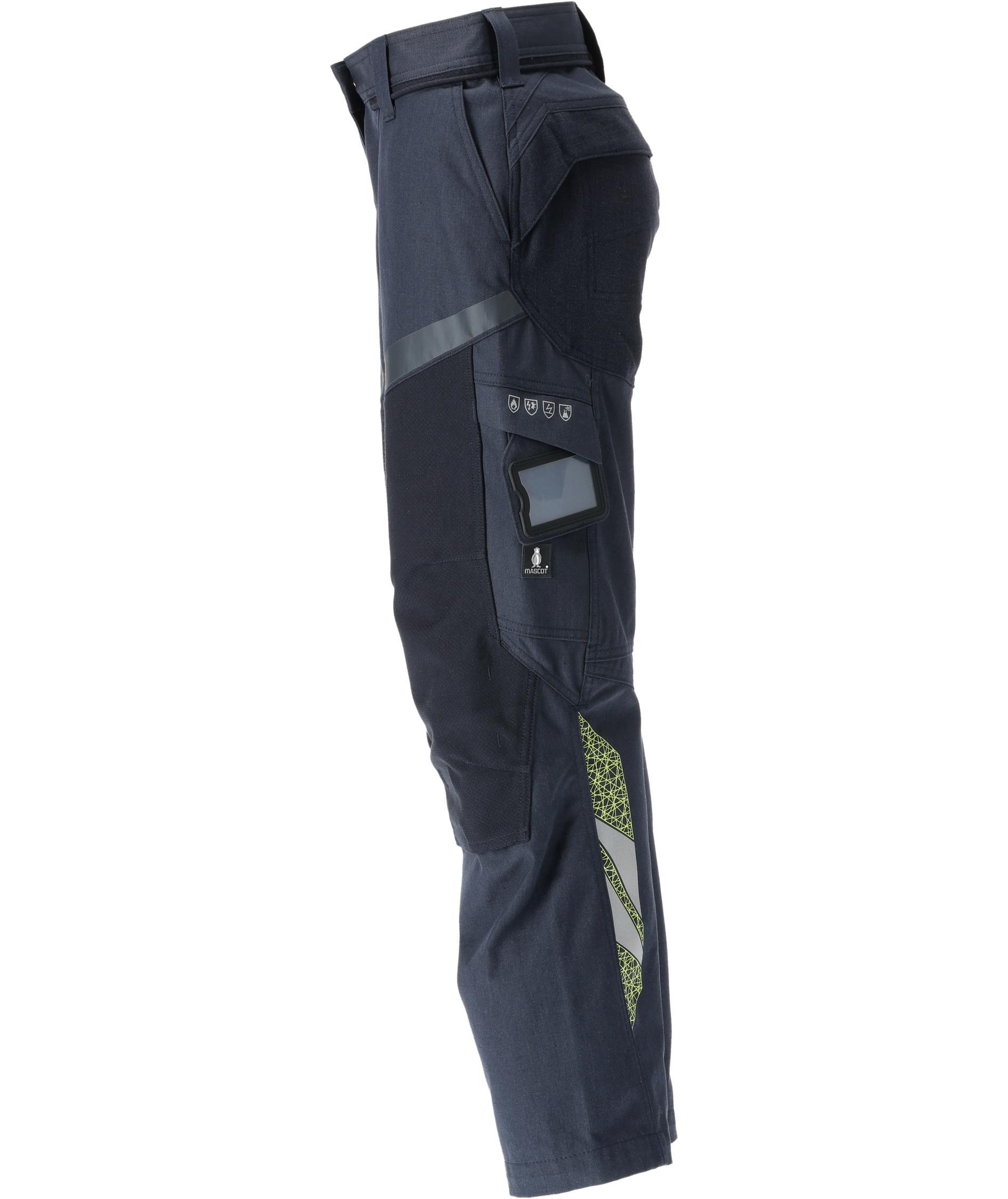 Mascot Accelerate Multisafe diamond fit dame arbeidsbukse, M&oslash;rk Marine/Hi-Vis Gul, large image number 3