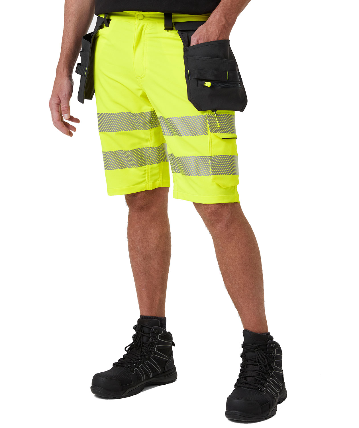 Helly Hansen ICU h&aring;ndv&aelig;rkershorts full stretch, Hi-vis Gul/Ebony