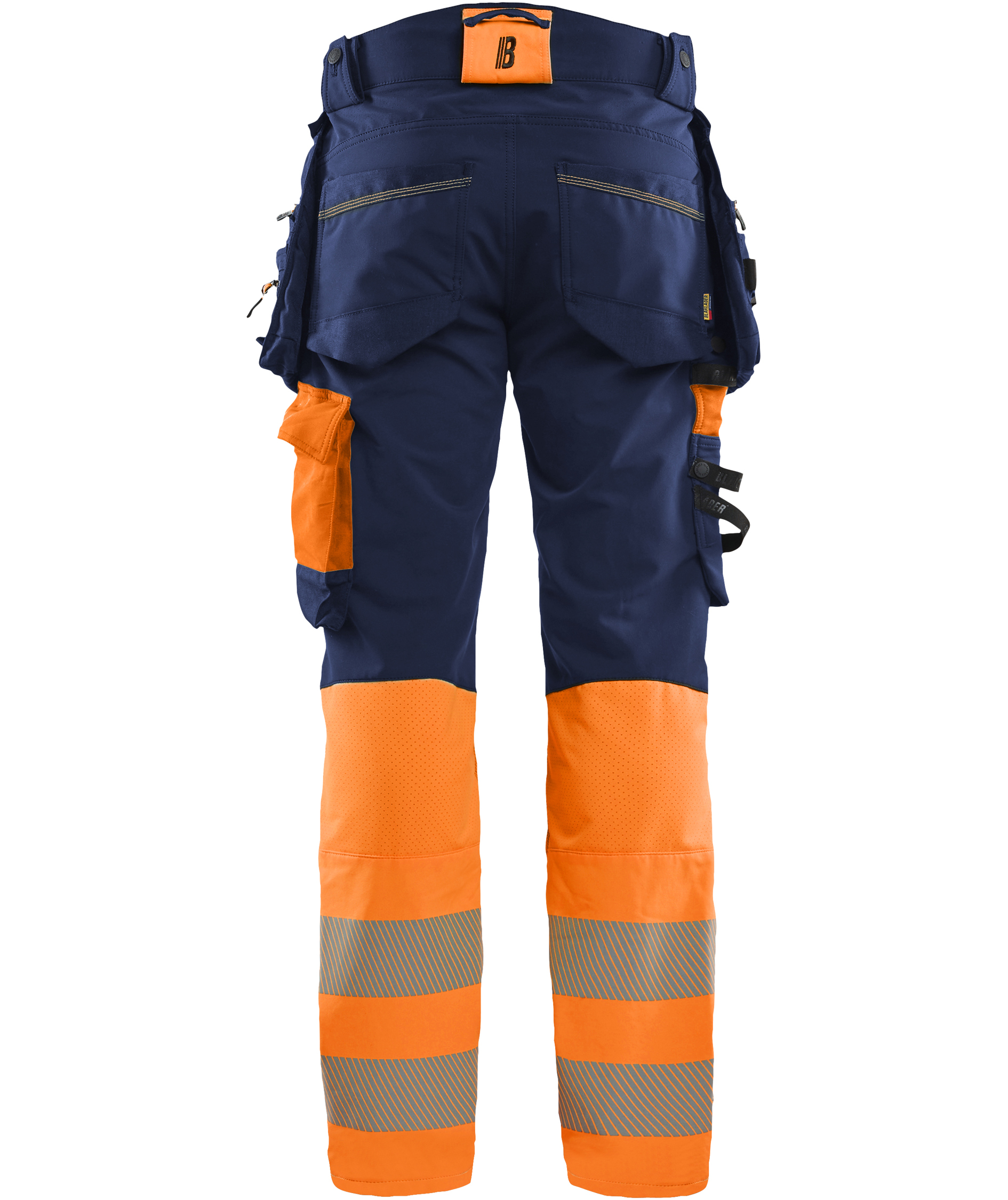 Bl&aring;kl&auml;der h&aring;ndverksbukse full stretch, Marine/Hi-Vis Oransje, large image number 1