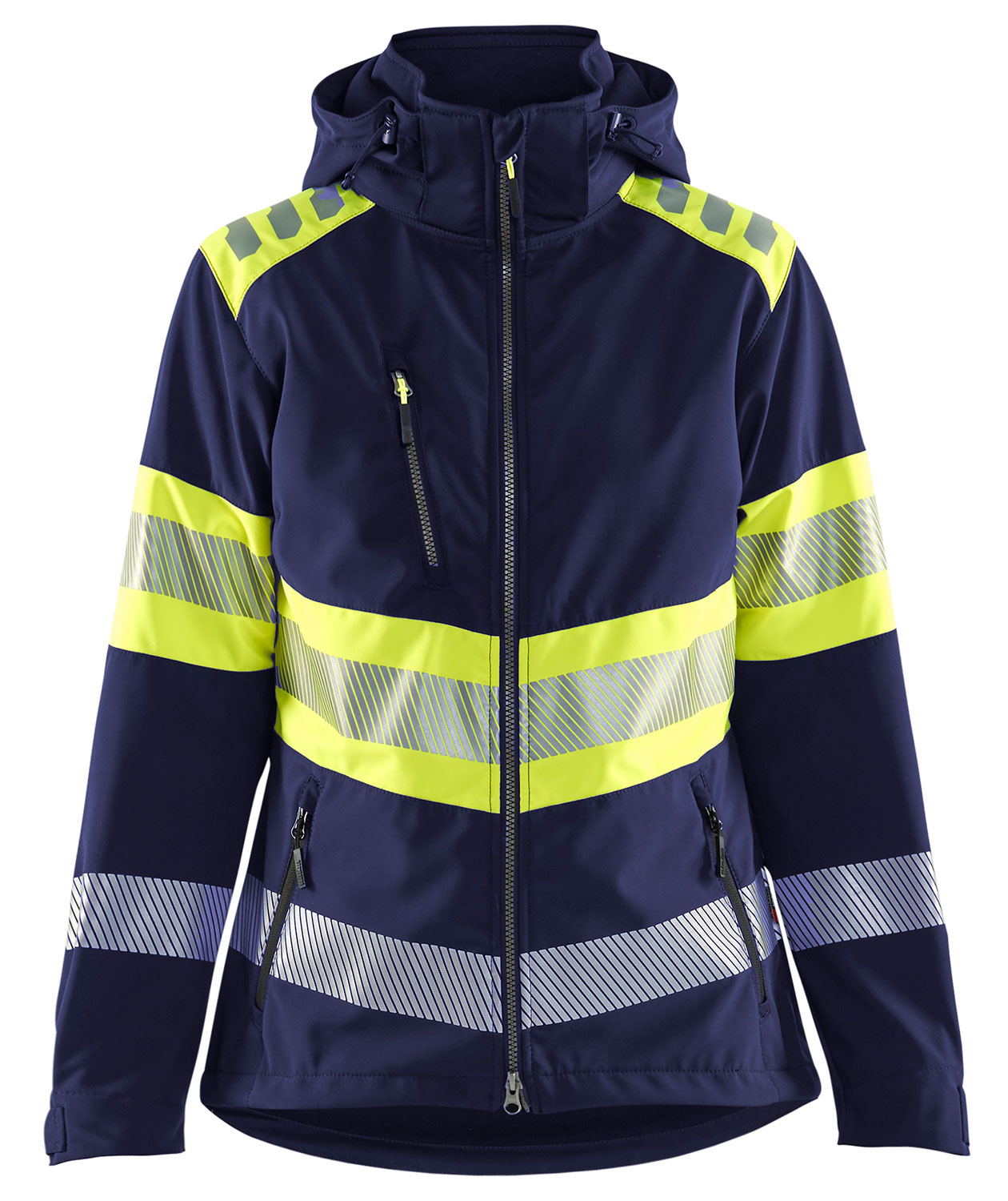 Bl&aring;kl&auml;der dame softshelljakke, Marine/Hi-Vis gul