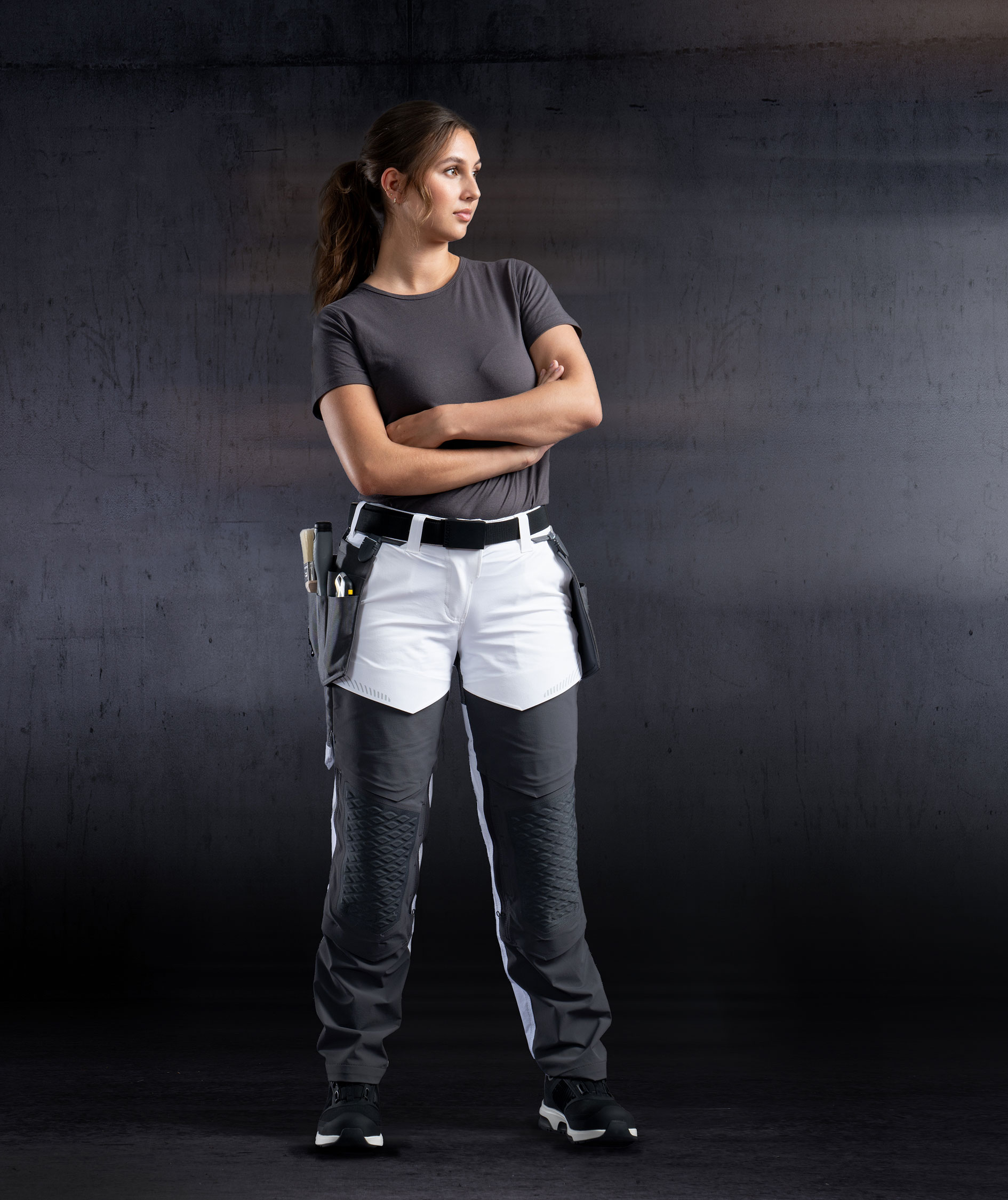 Mascot Customized diamond fit women's work trousers full stretch, White/Stone Grey, large image number 1