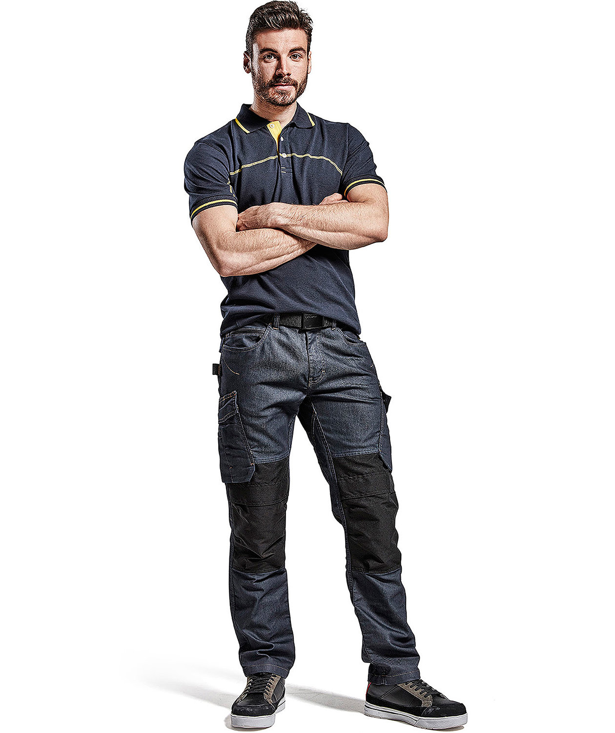 Bl&aring;kl&auml;der Unite Denim arbejdsbukser, Marine/Sort, large image number 1