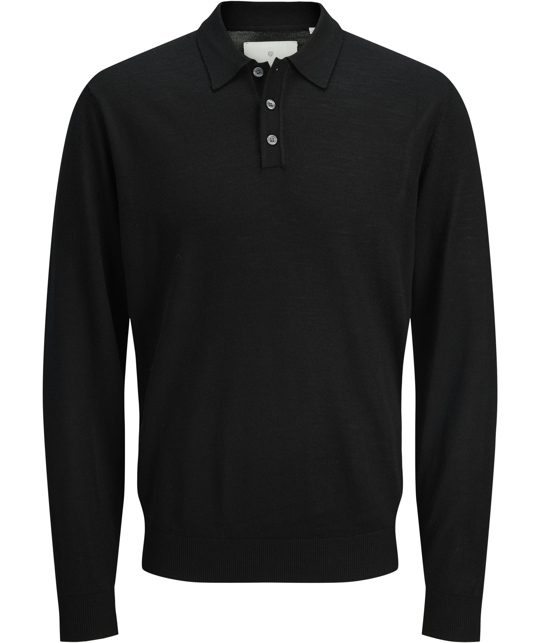 Jack & Jones Premium JPRBLAMERINO Polo Strickpullover mit Merinowolle, Black, Black, swatch