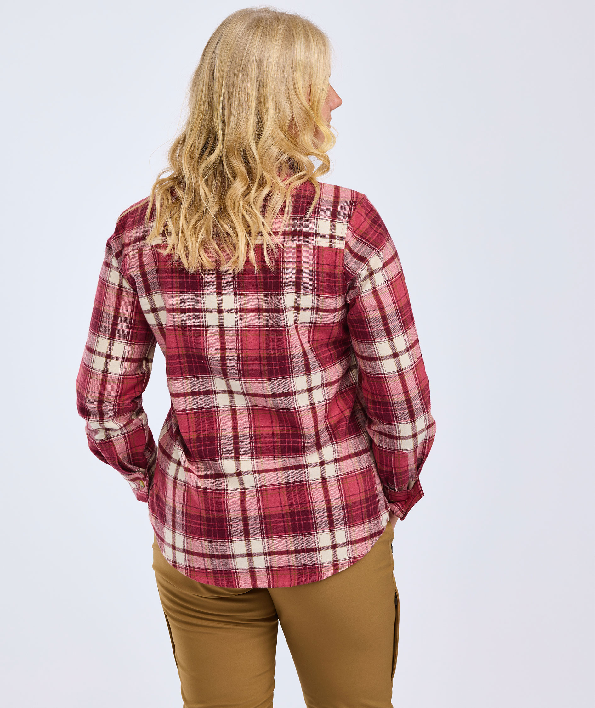 Pinewood H&auml;rjedalen dame flannelskjorte, Cherry Pink/Off White, large image number 5