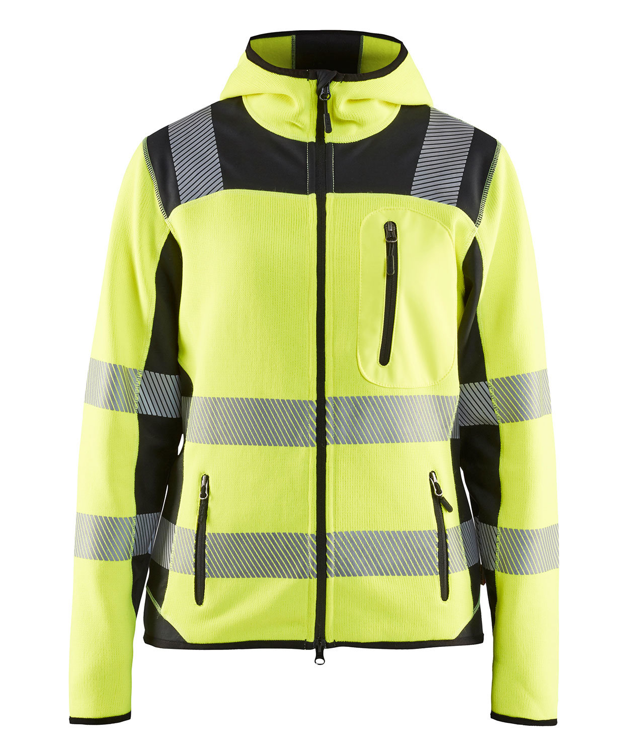 Bl&aring;kl&auml;der stickad softshelljacka dam, Varsel Gul/Svart