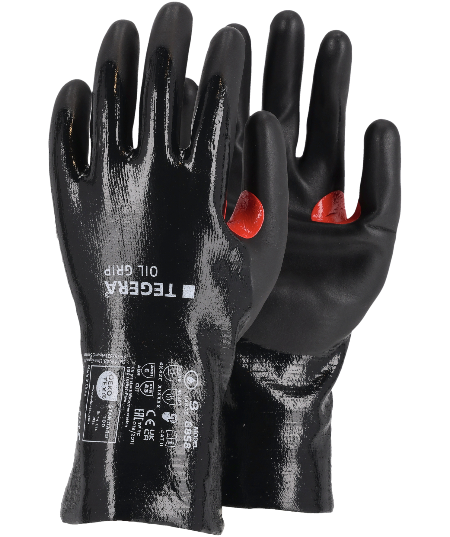 Tegera 8858 Oil grip sk&auml;rskyddshandskar Cut C, Svart