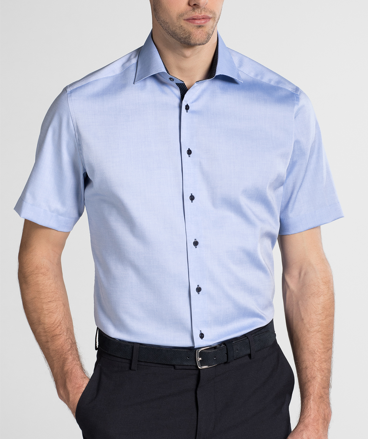 Eterna Fein Oxford Modern fit kort&auml;rmad skjorta, Bl&aring;