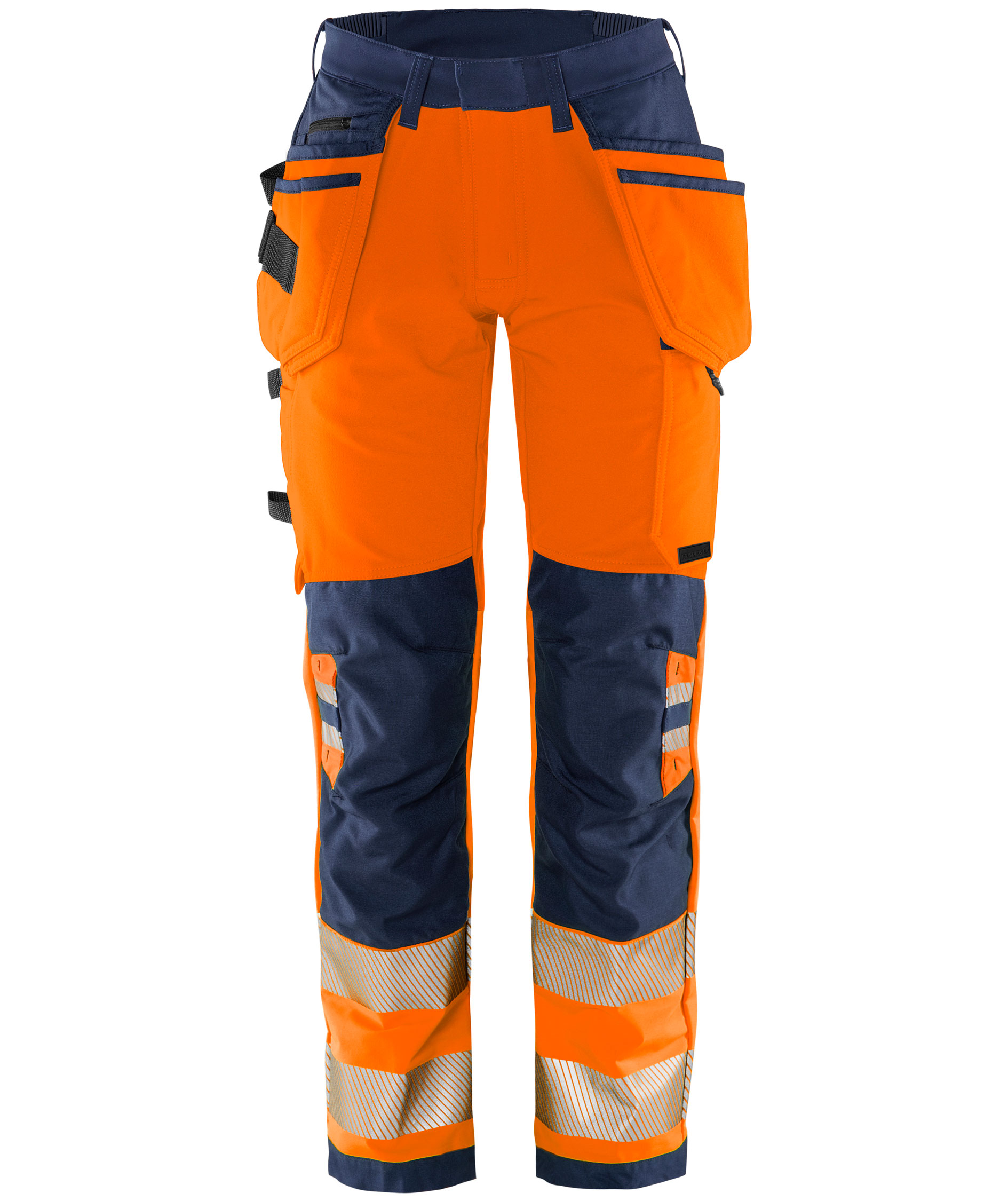 Fristads Green 2664 GSTP hantverksbyxa dam full stretch, Varsel Orange/Marinbl&aring;