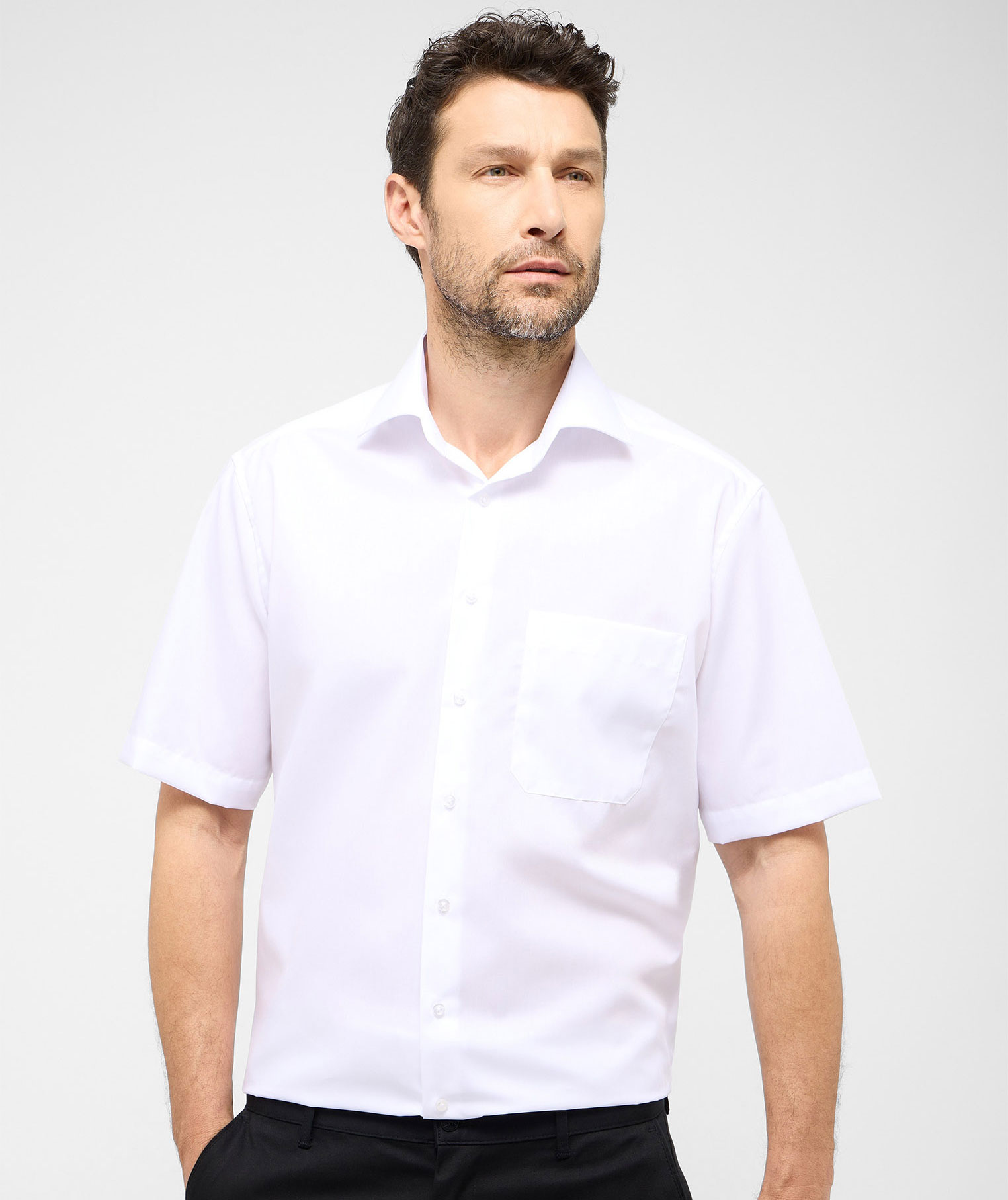 Eterna Uni Comfort fit kort&auml;rmad Poplin skjorta, White