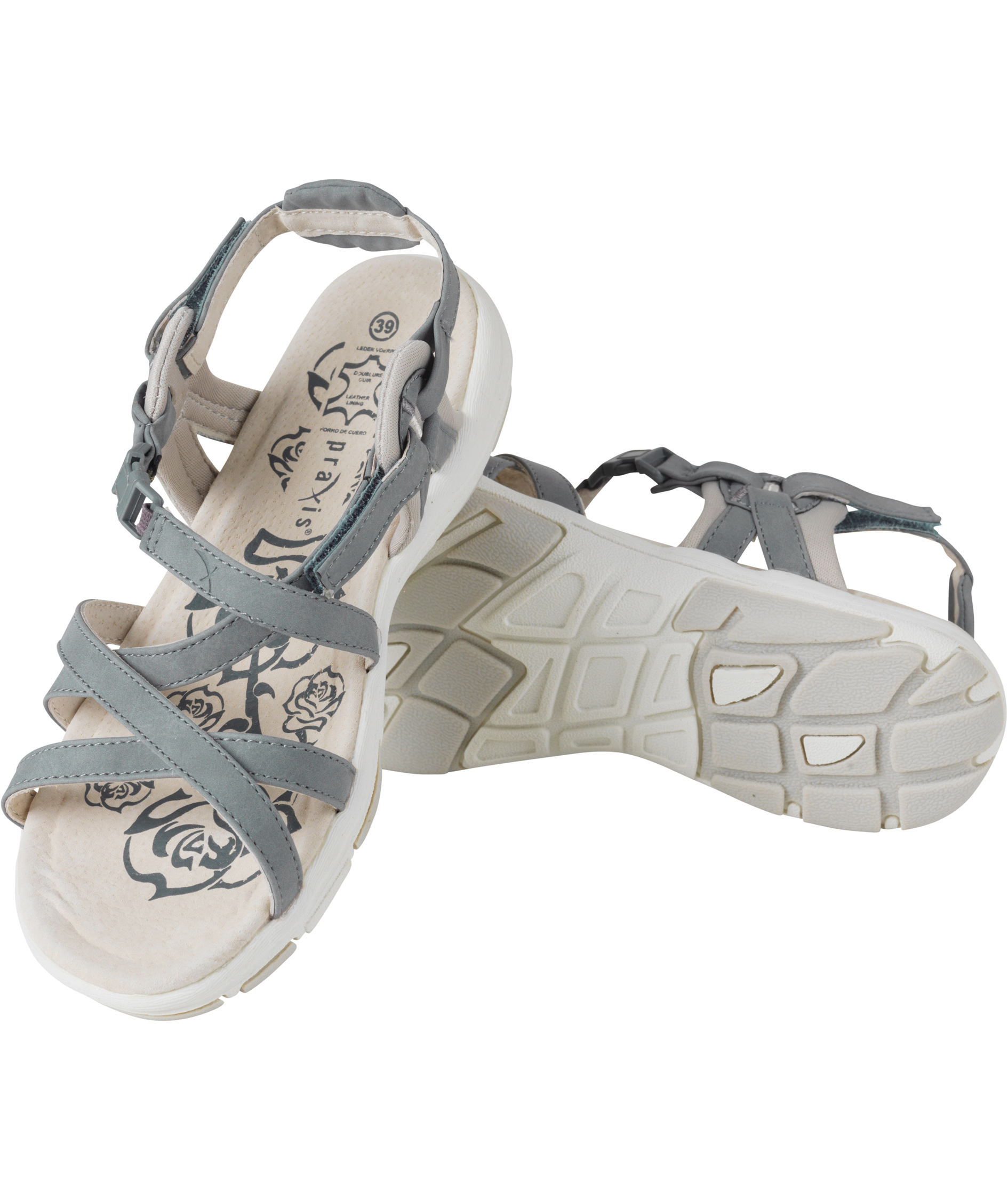 Praxis Riva women's sandals, Blue/Grey
