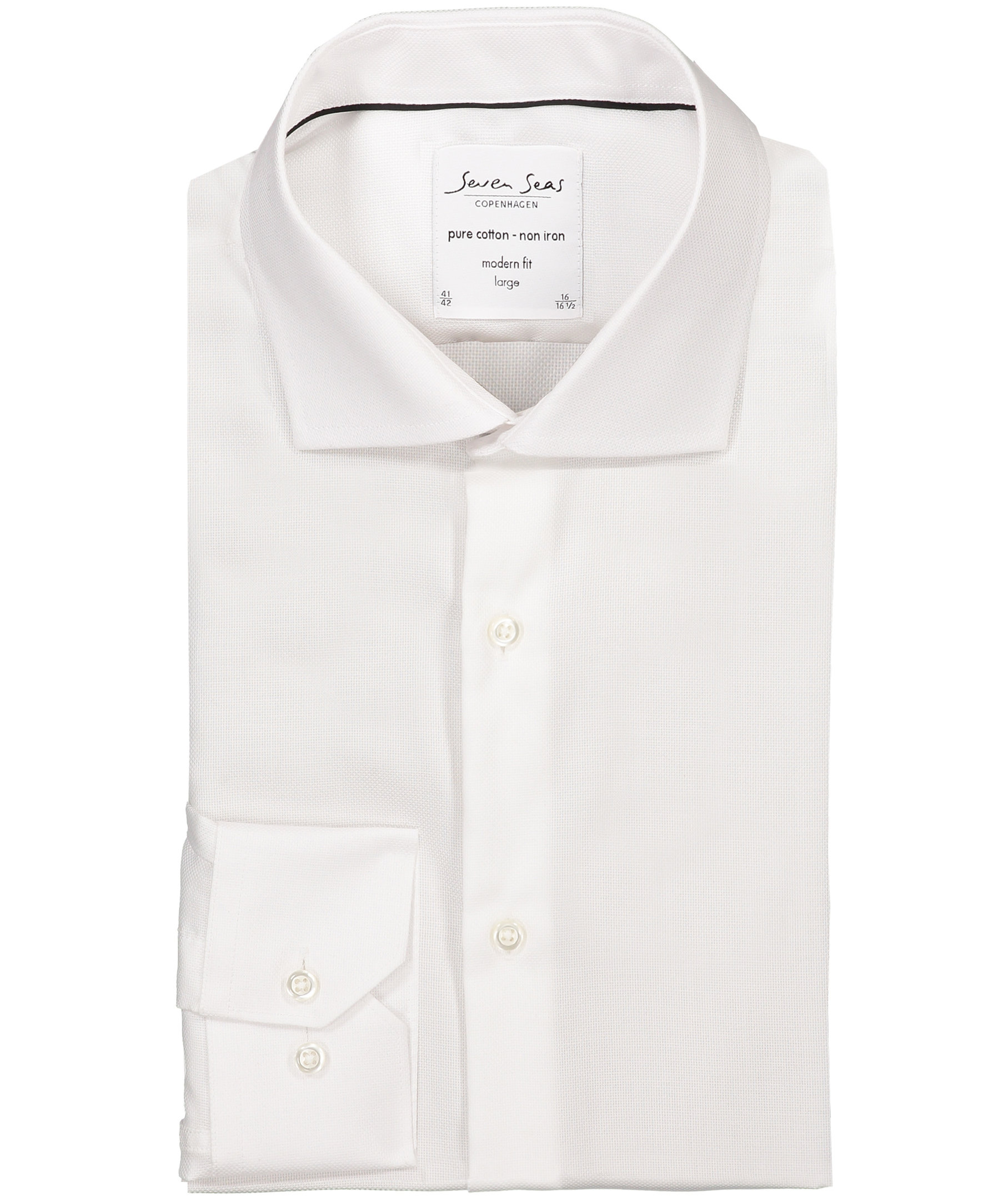 Seven Seas Dobby Royal Oxford modern fit shirt with chest pocket, White, large image number 4