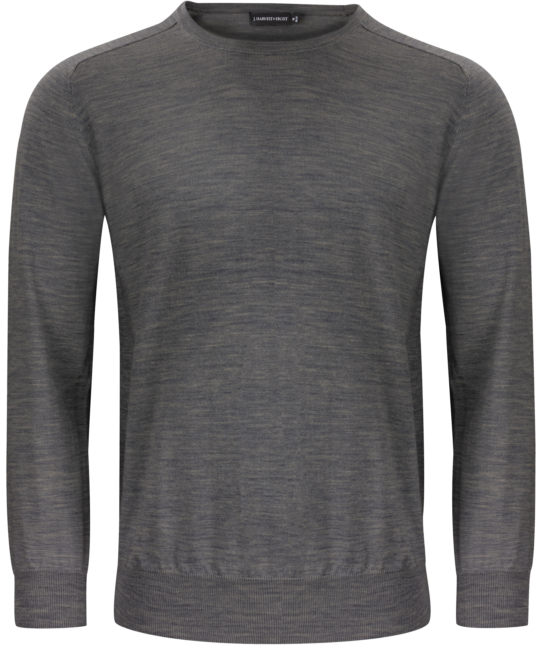 J. Harvest & Frost striktr&oslash;je med merinould, Dark Grey Melange