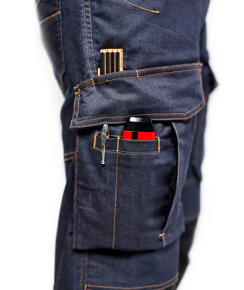 Bl&aring;kl&auml;der Unite Denim arbejdsbukser, Marine/Sort, large image number 5