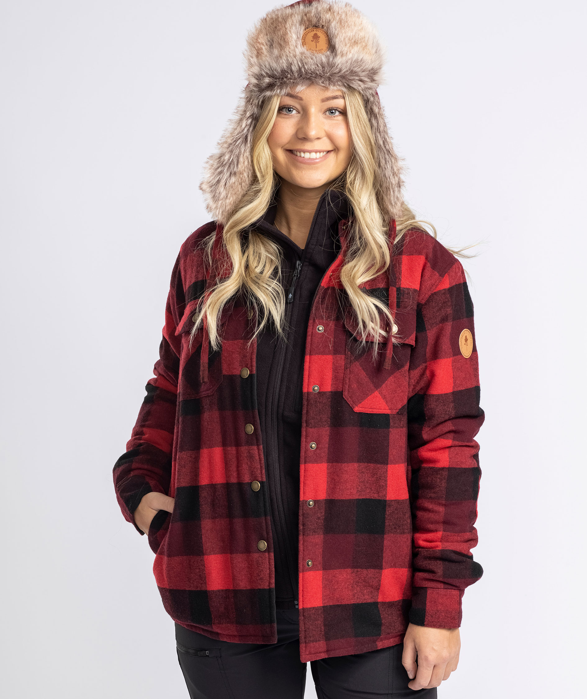 Pinewood Canada Classic 2.0 foret dame skjortejakke, Black/Red, large image number 7